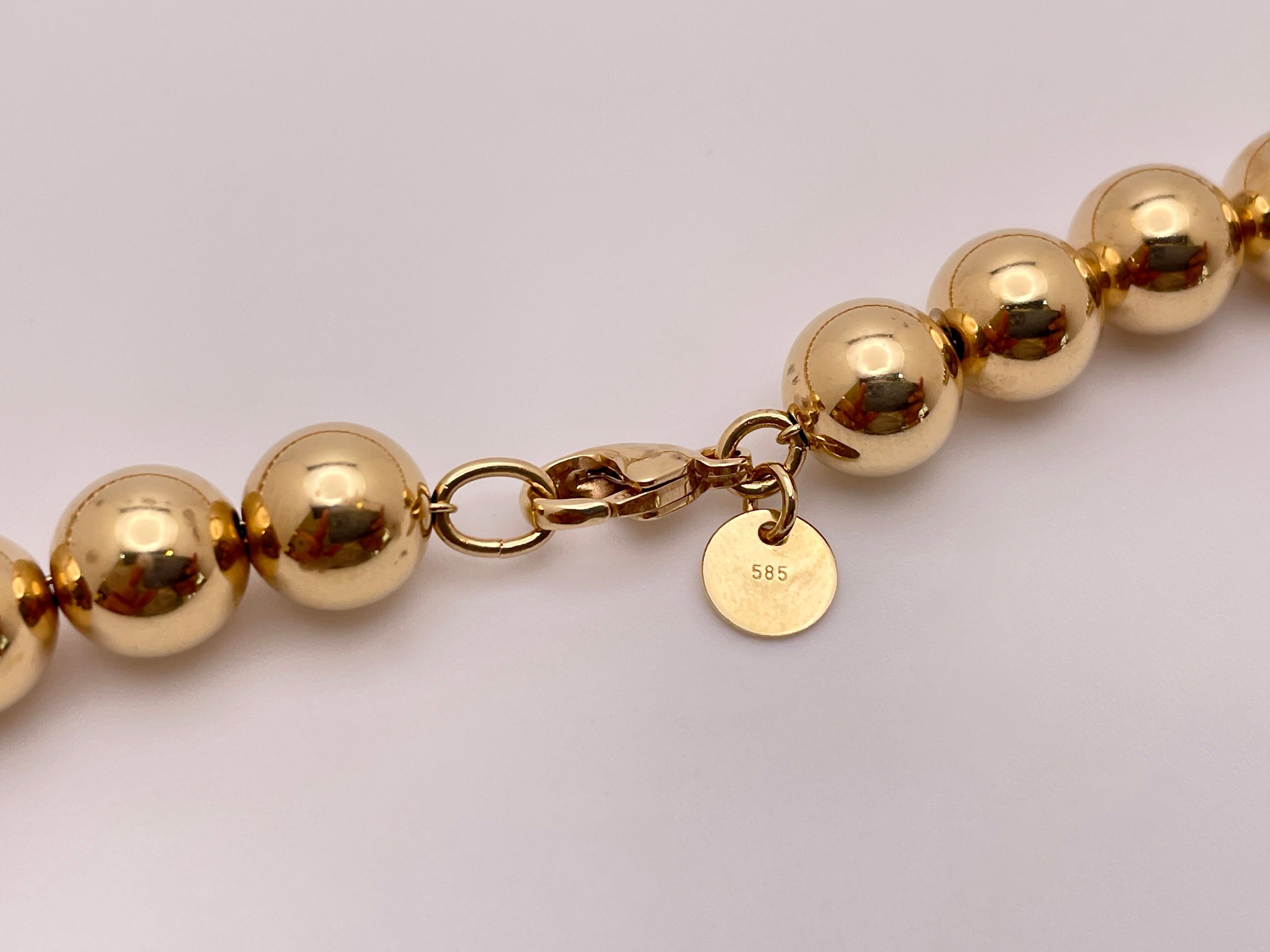 Women's or Men's Tiffany & Co. HardWear Ball Necklace 14K Yellow Gold For Sale