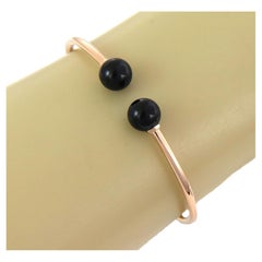 Tiffany & Co. Hardwear Ball Onyx 18k Rose Gold Cuff Bangle Bracelet Small