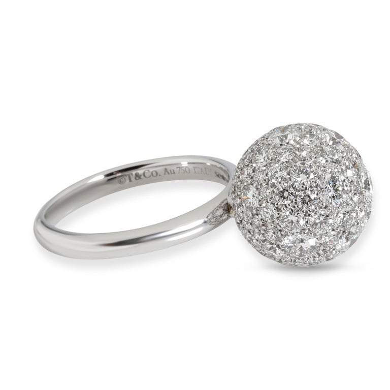 Tiffany and Co. Hardwear Diamond Ball Ring in 18 Karat White Gold 2.99