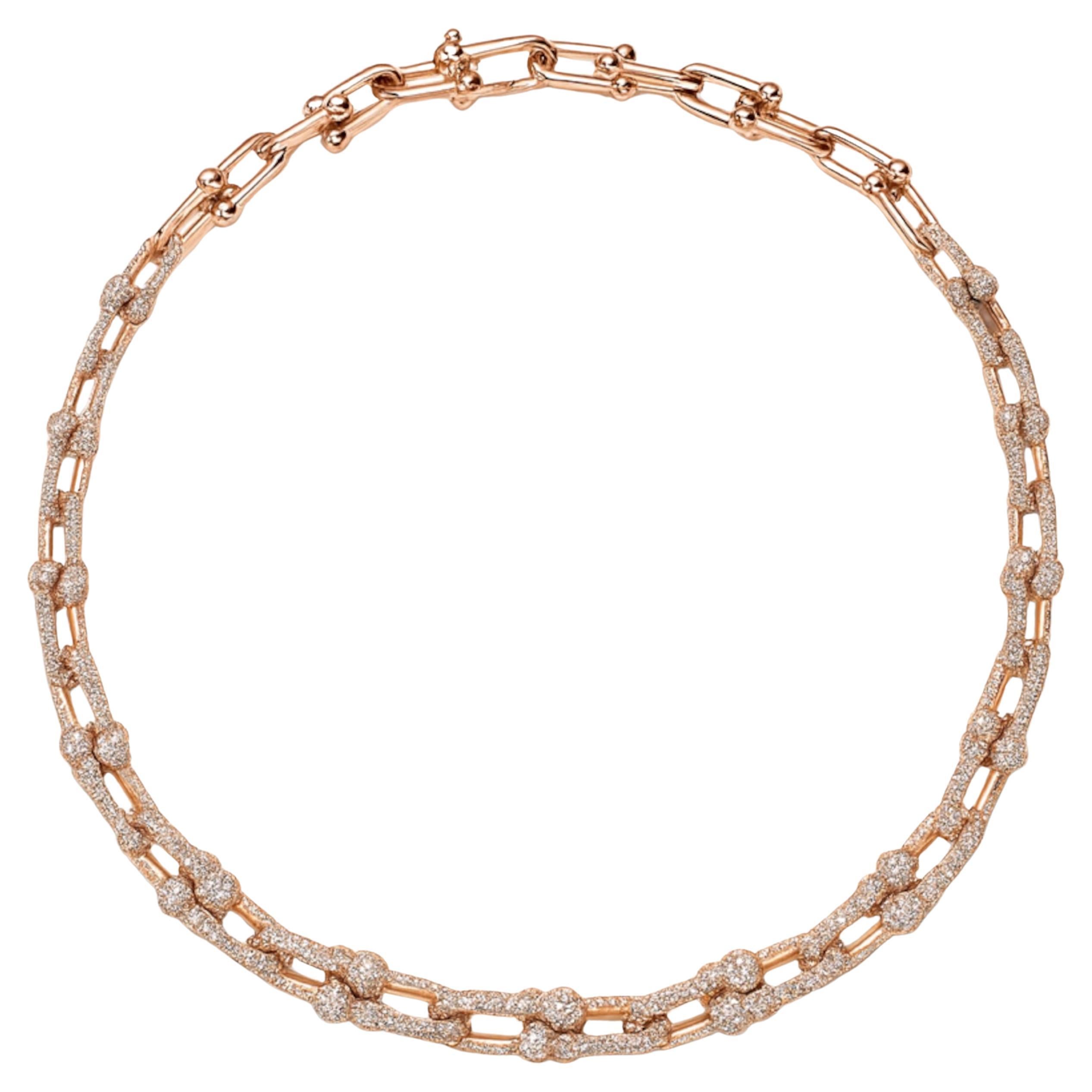 Tiffany & Co. Collier de diamants HardWear en or rose 18 carats - 28,38 carats en vente