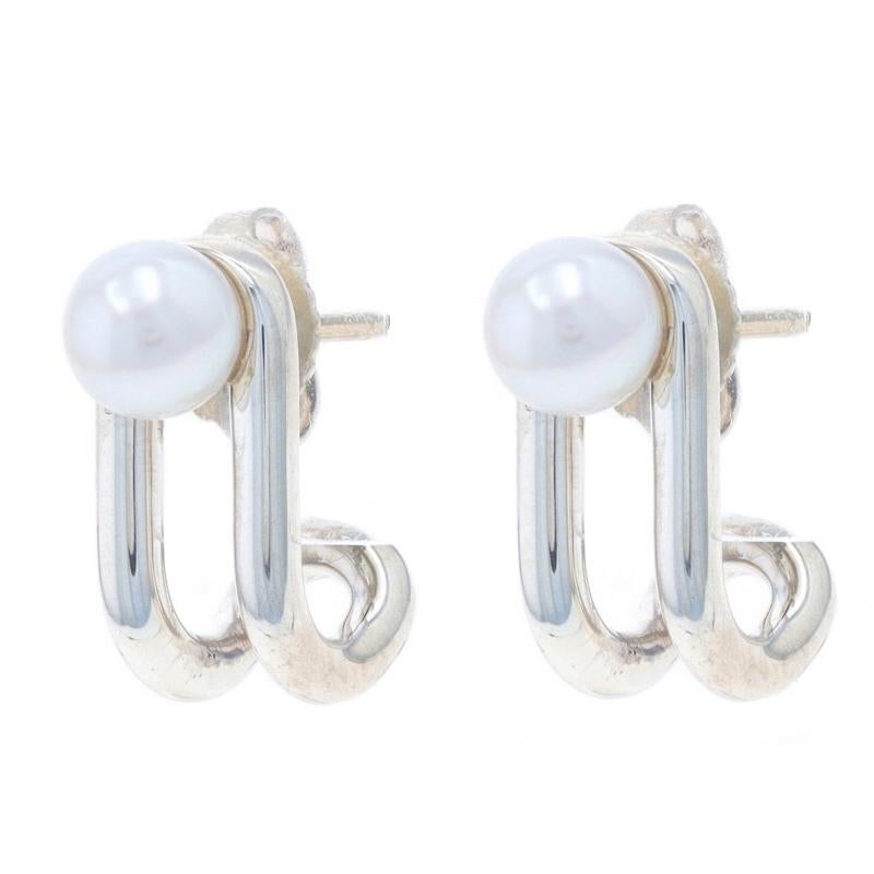 Tiffany & Co. HardWear Doppelperlen-Ohrringe mit Scharnier Sterling 925 J-Hoop durchbohrt (Perle)