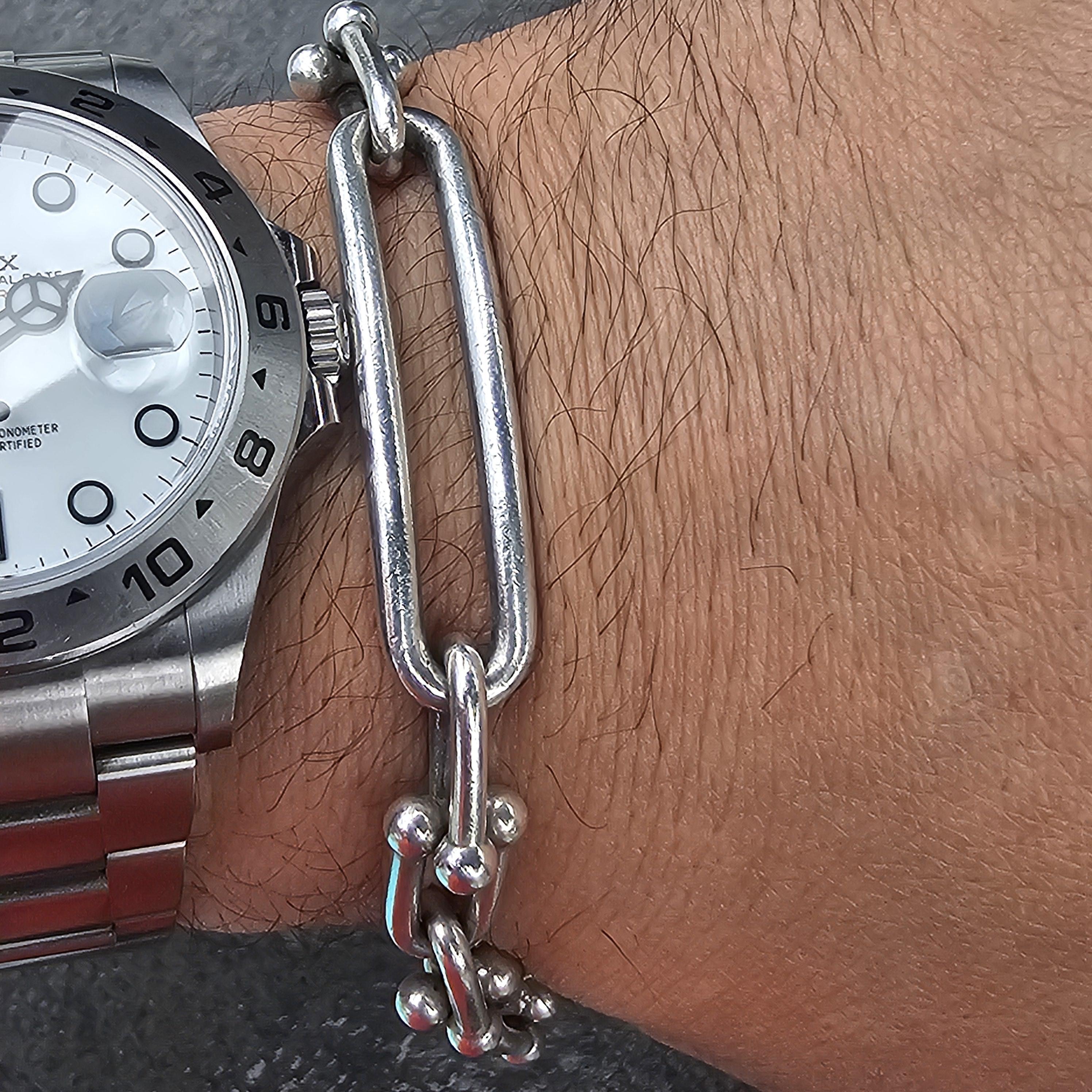 Tiffany & Co. Bracelet à maillons allongés en argent sterling Hardwear 7,75