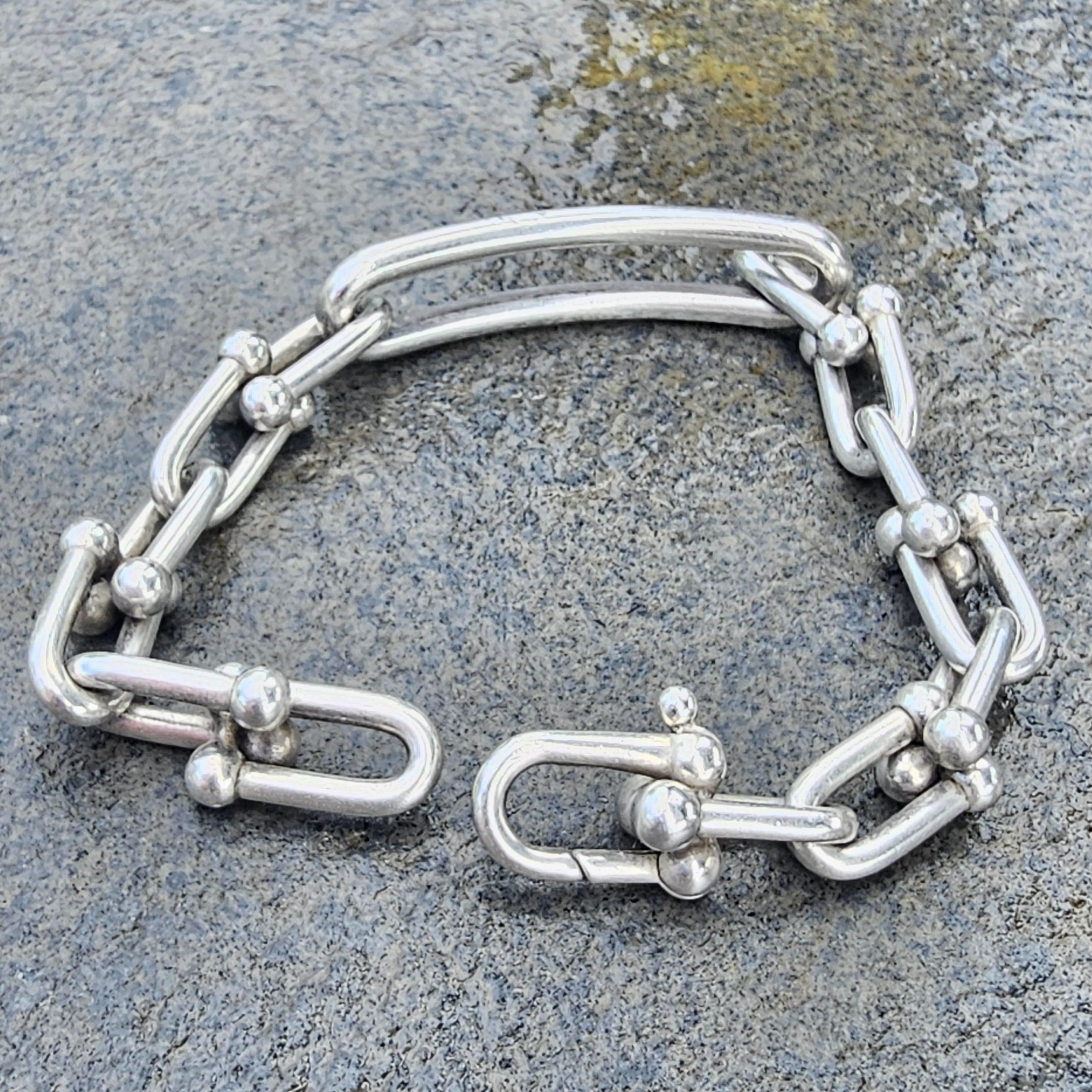 Tiffany & Co. Bracelet à maillons allongés en argent sterling Hardwear 7,75
