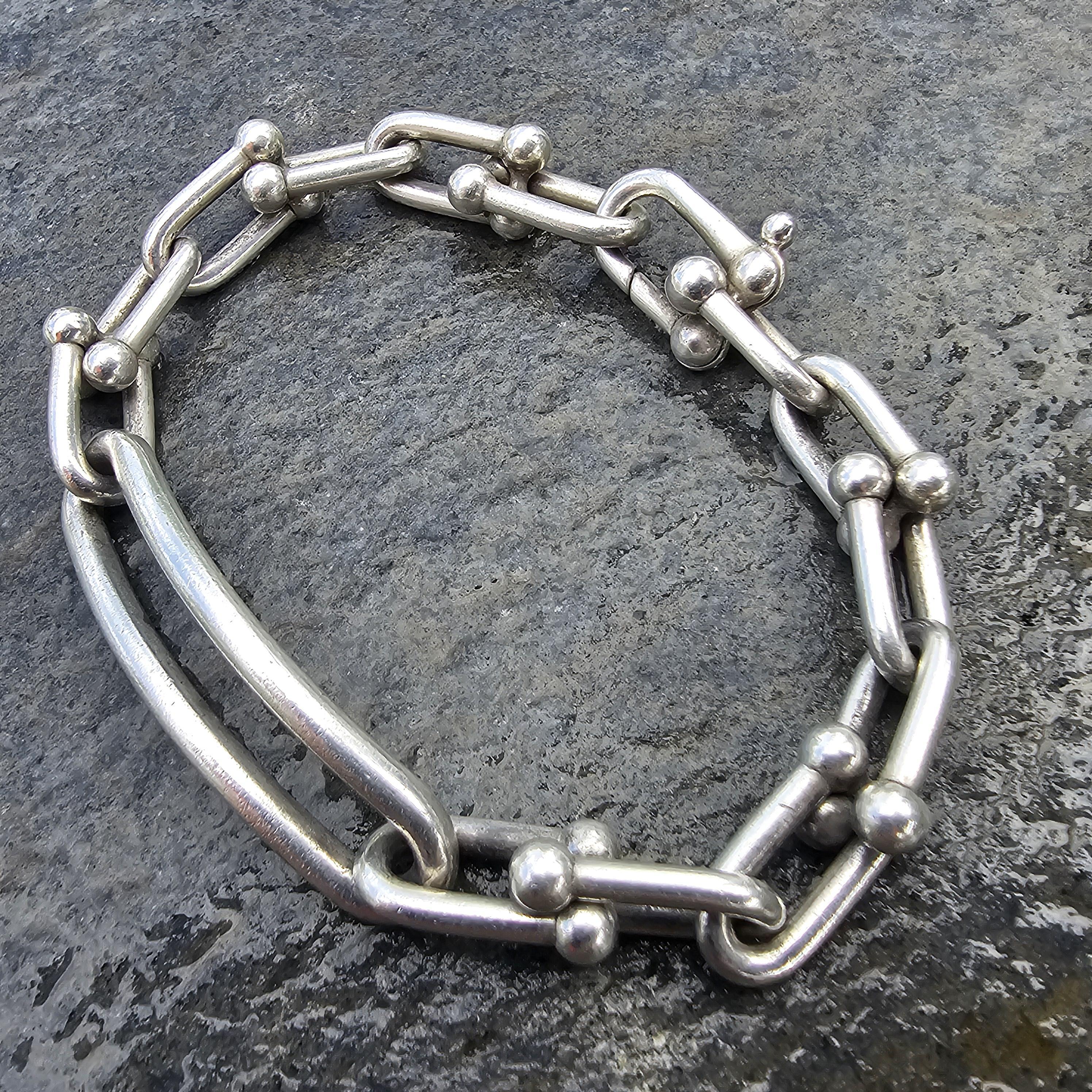 Tiffany & Co. Bracelet à maillons allongés en argent sterling Hardwear 7,75
