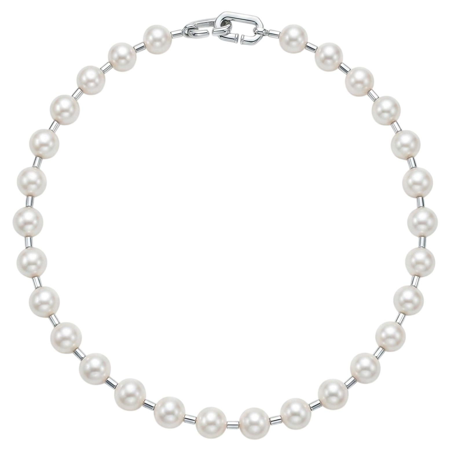 Tiffany & Co. HardWear Collana in argento con perle d'acqua dolce da 16 pollici
