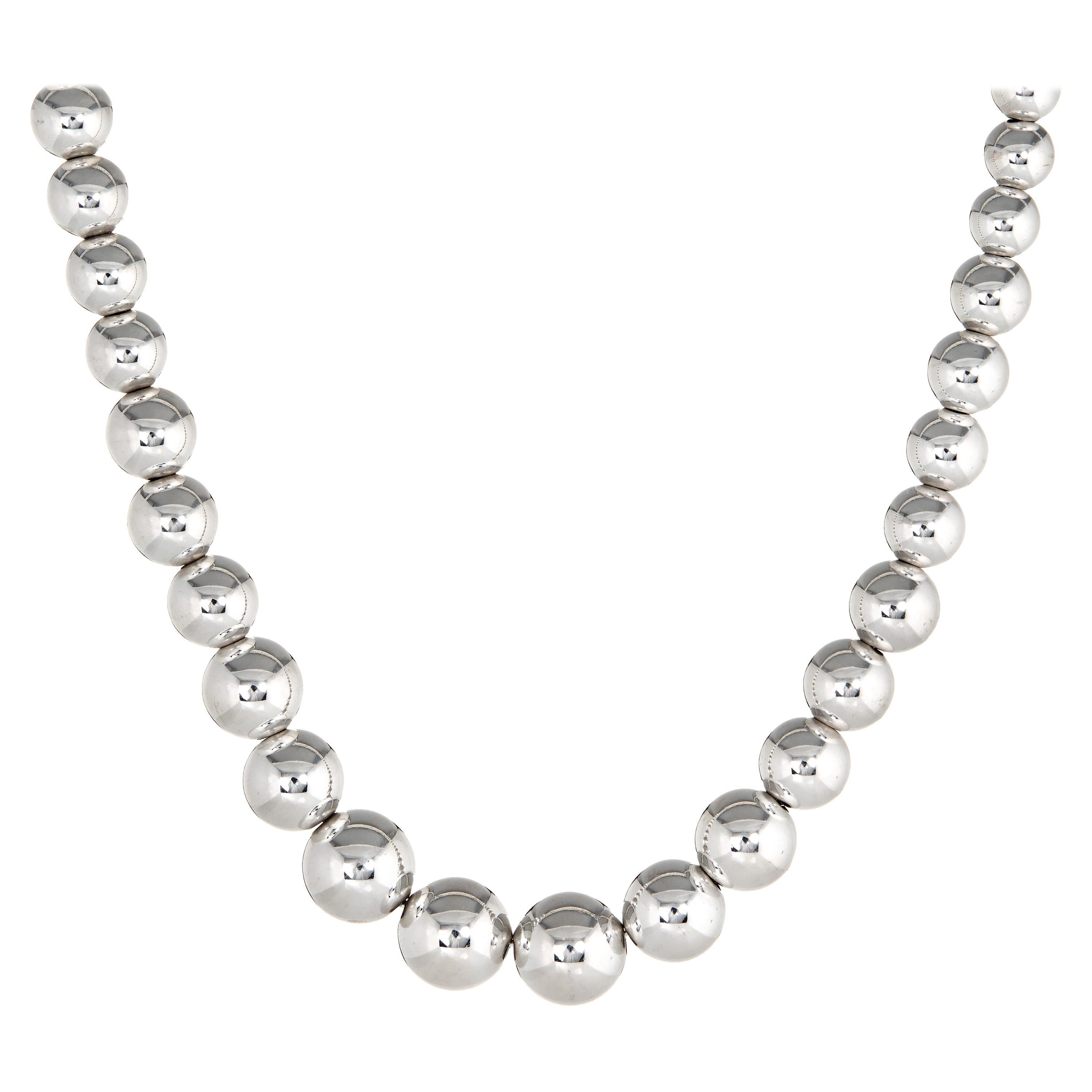 Tiffany & Co. Hardwear Graduated Ball Necklace Silver Beads Estate Jewelry