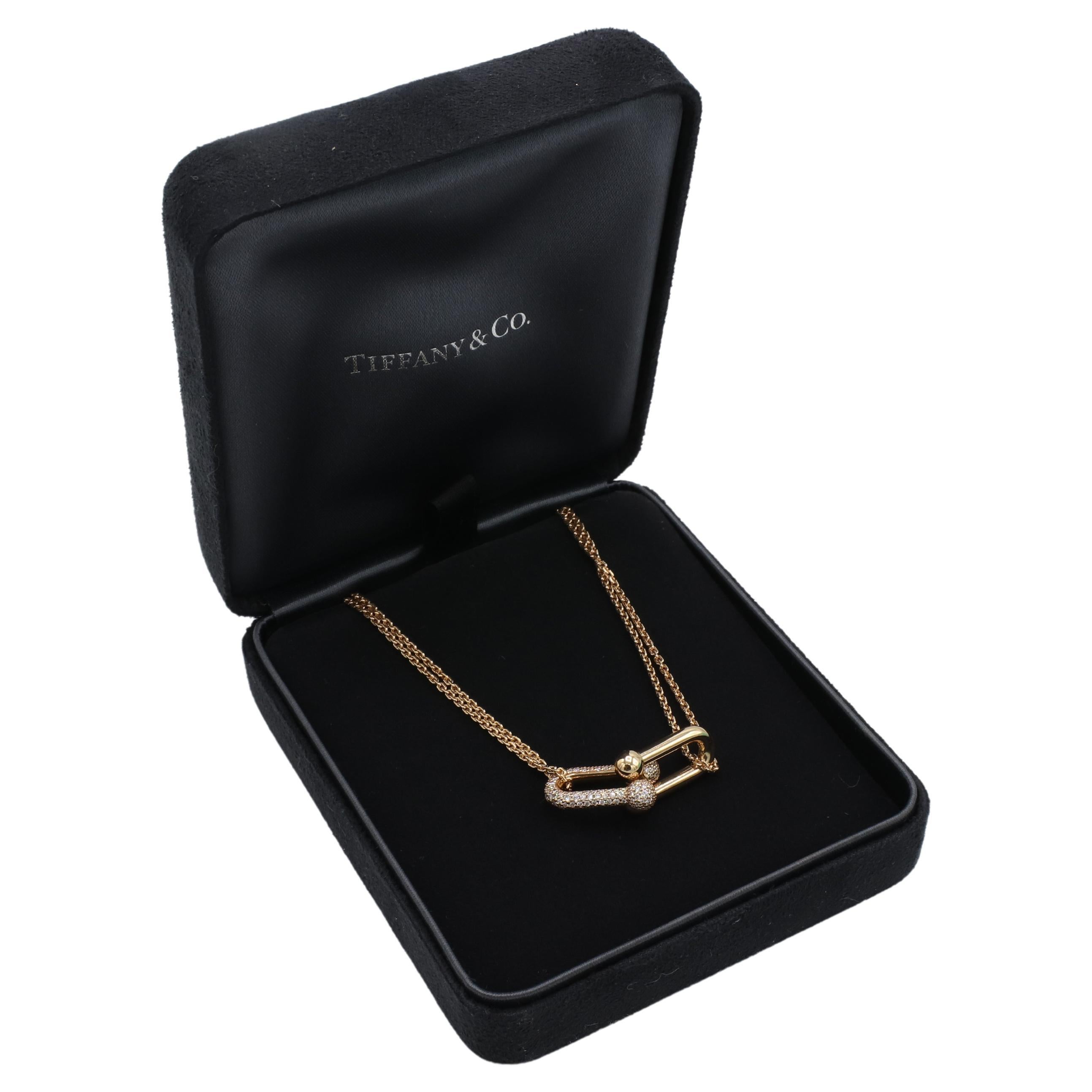 Modern Tiffany & Co. HardWear Large Double Link Rose Gold Diamond Pendant Necklace
