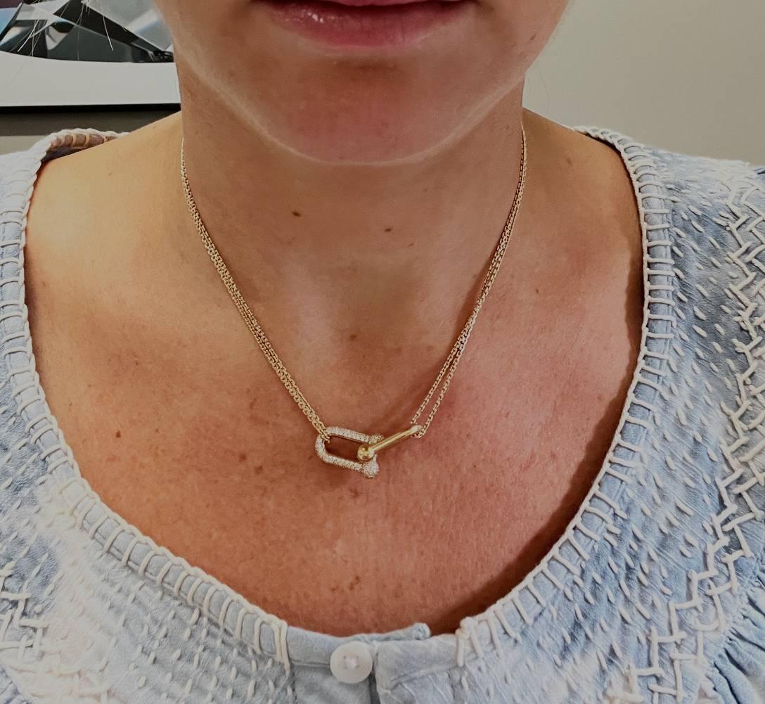 Tiffany & Co. HardWear Large Double Link Rose Gold Diamond Pendant Necklace 1