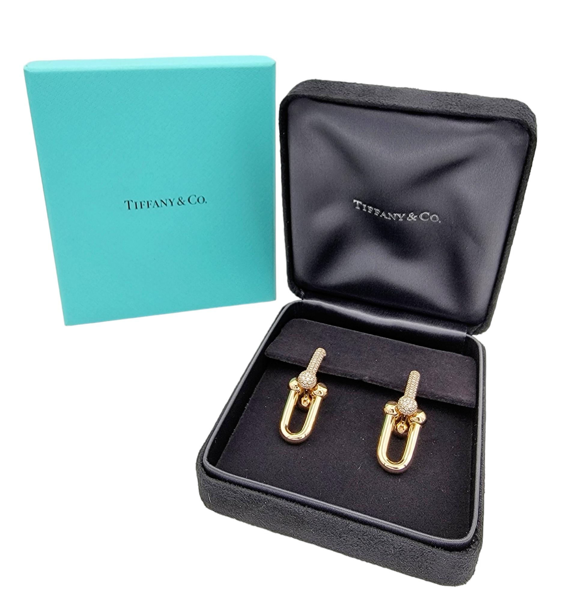 Tiffany & Co. HardWear Large Double Link Rose Gold Pavé Diamond Dangle Earrings 1