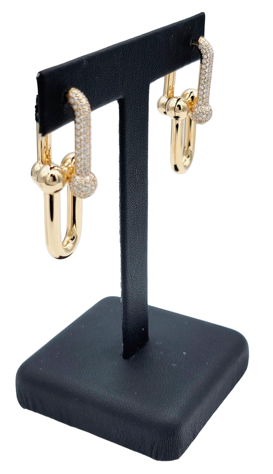 Women's Tiffany & Co. HardWear Large Double Link Rose Gold Pavé Diamond Dangle Earrings