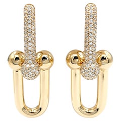 Tiffany & Co. HardWear - Boucles d'oreilles pendantes en or rose pavé de diamants à double maillon et de grande taille