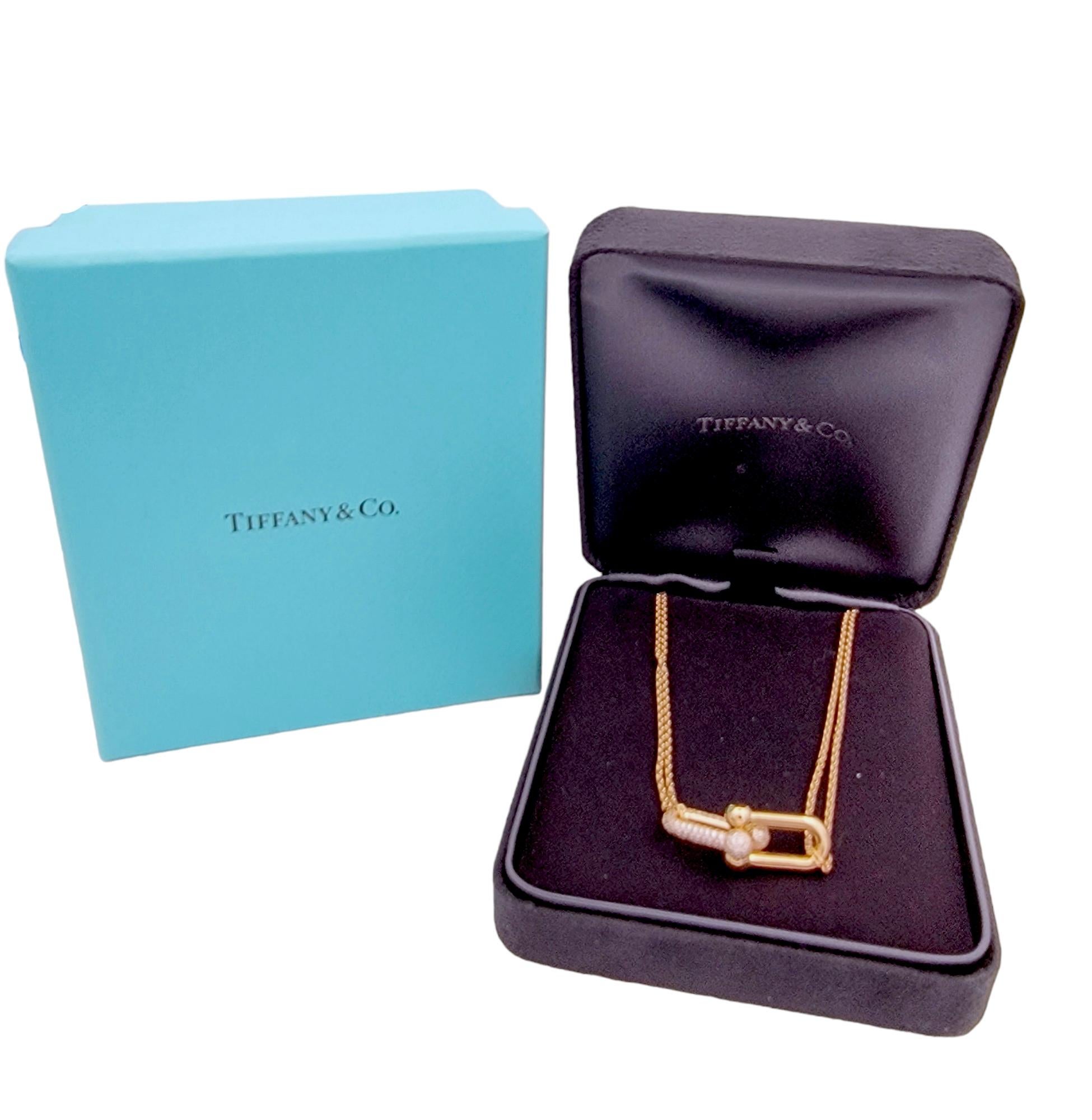 Tiffany & Co. HardWear Large Double Link Rose Gold Pavé Diamond Pendant Necklace In Excellent Condition For Sale In Scottsdale, AZ