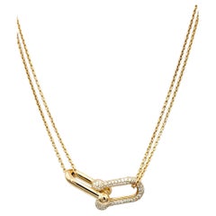 Tiffany & Co. HardWear - Grand collier à double maillons en or rose avec pendentif en diamant pavé