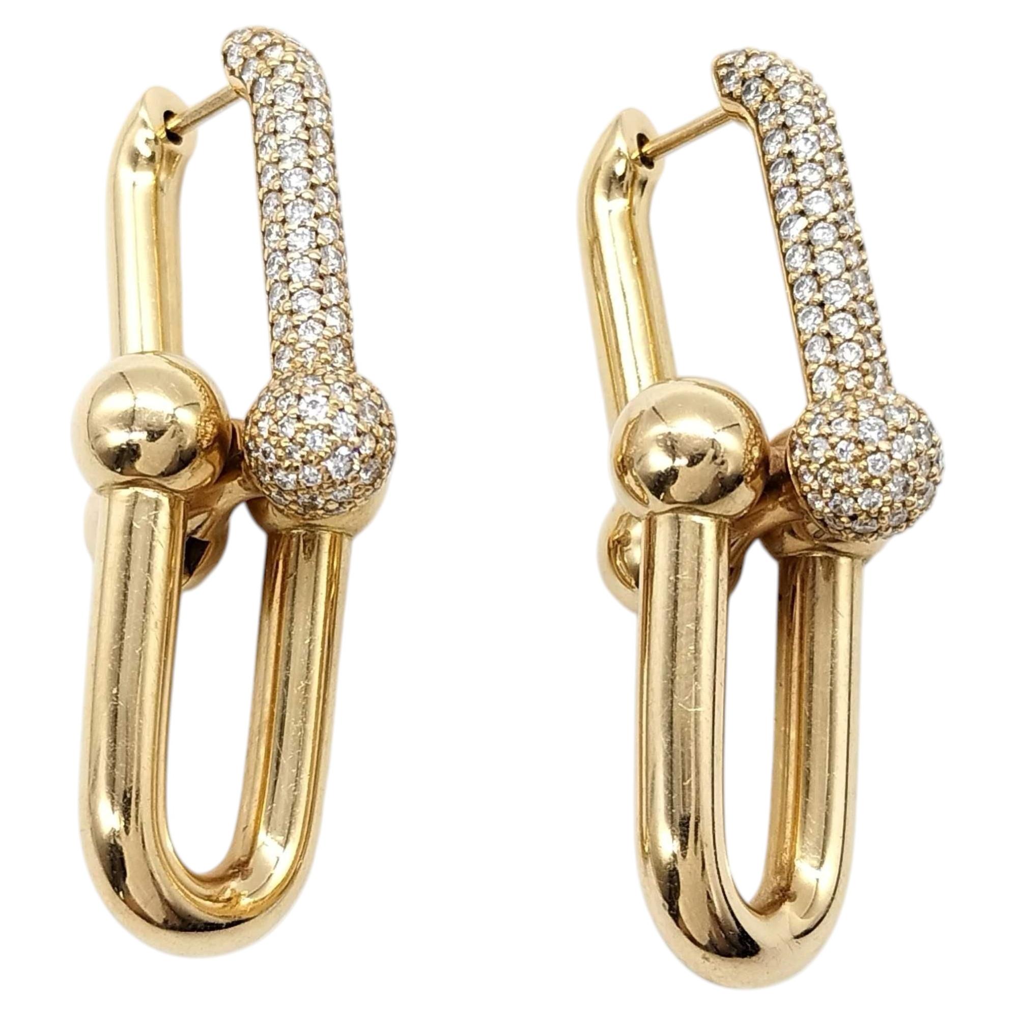 Tiffany & Co. HardWear Large Link Diamond Pave 18K Yellow Gold Earrings