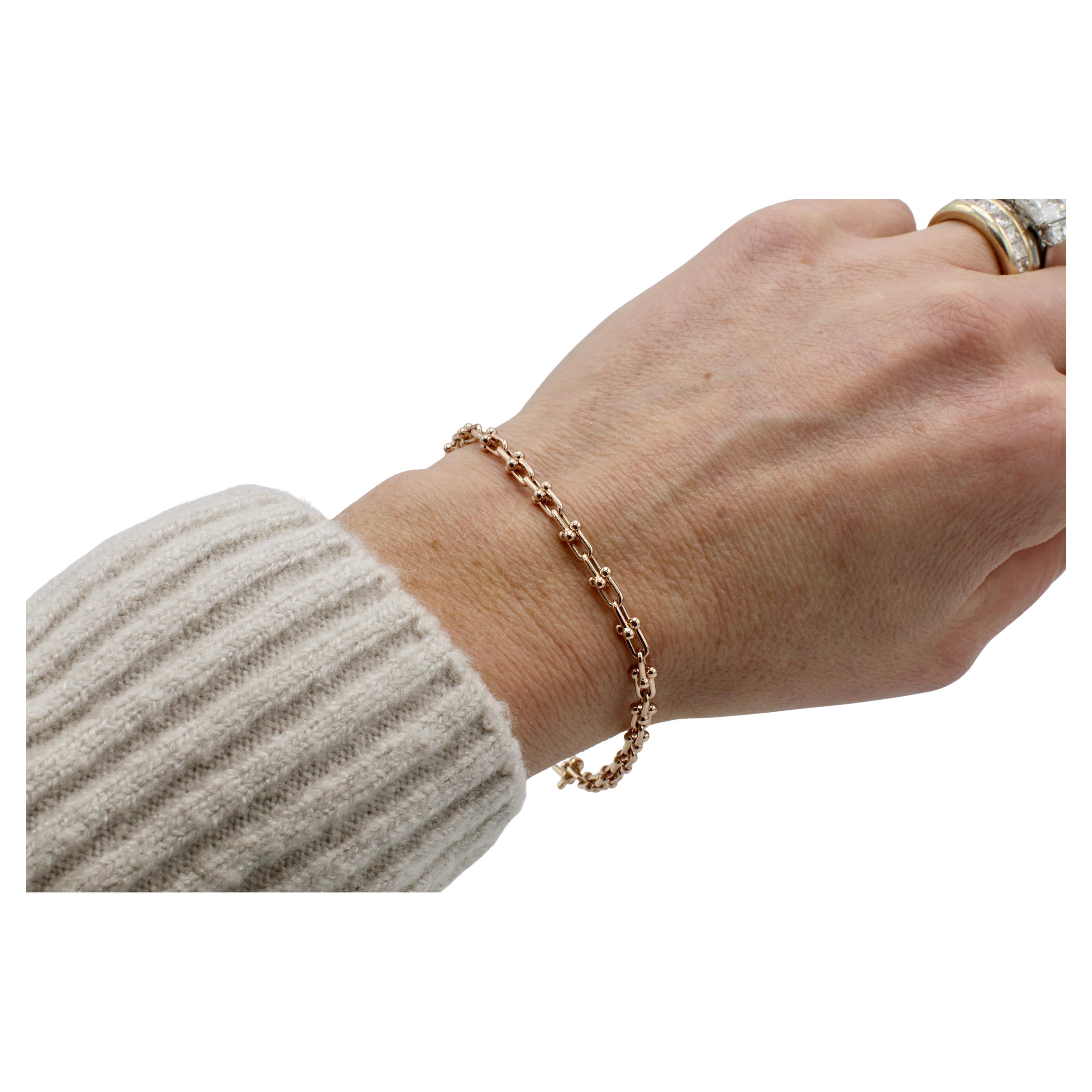 Tiffany & Co. HardWear Micro Link 18 Karat Rose Gold Chain Bracelet In Excellent Condition In  Baltimore, MD