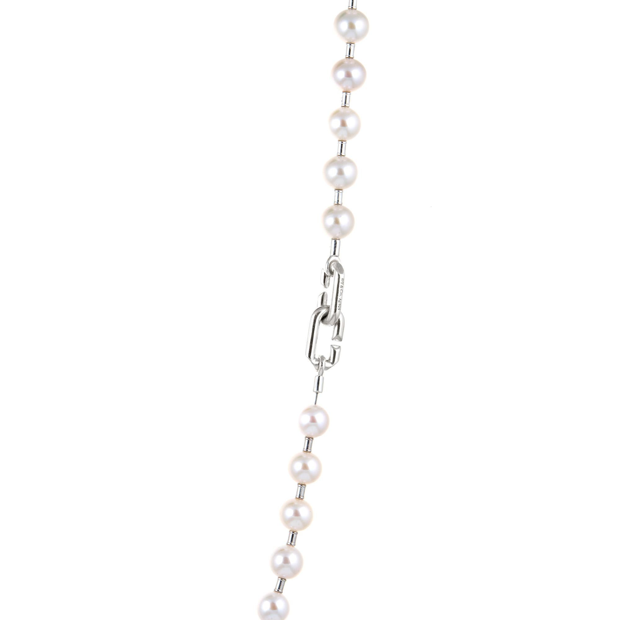Moderne Tiffany & Co HardWear Pearl Lock Necklace Sterling Silver Long 32