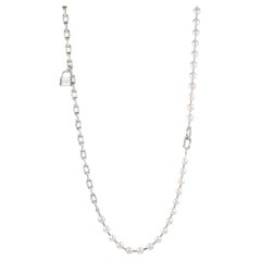 Tiffany & Co HardWear Pearl Lock Necklace Sterling Silver Long 32" Signed