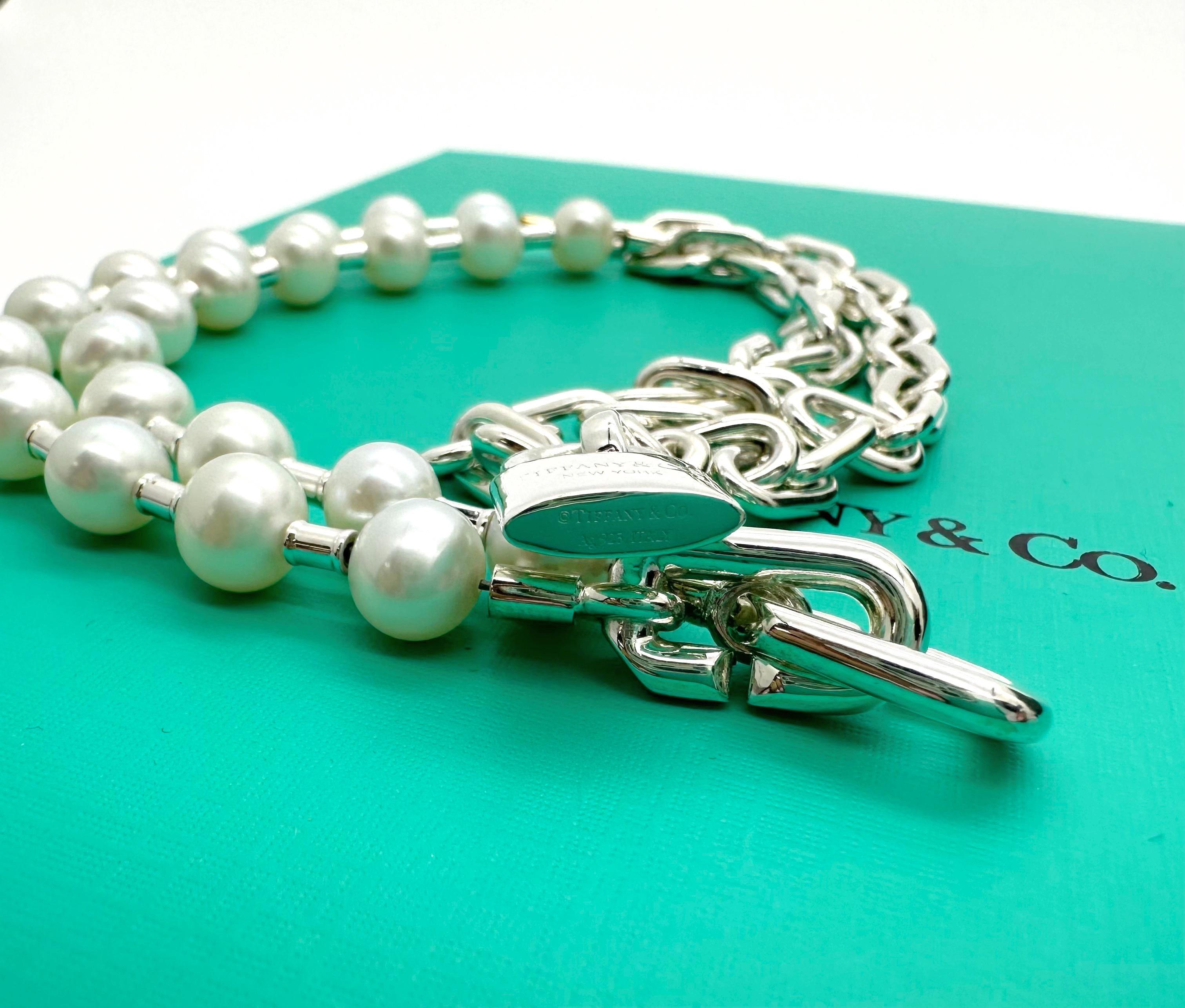 Tiffany & Co. HardWear Pearl Lock Wrap Bracelet in Silver Size Medium 3