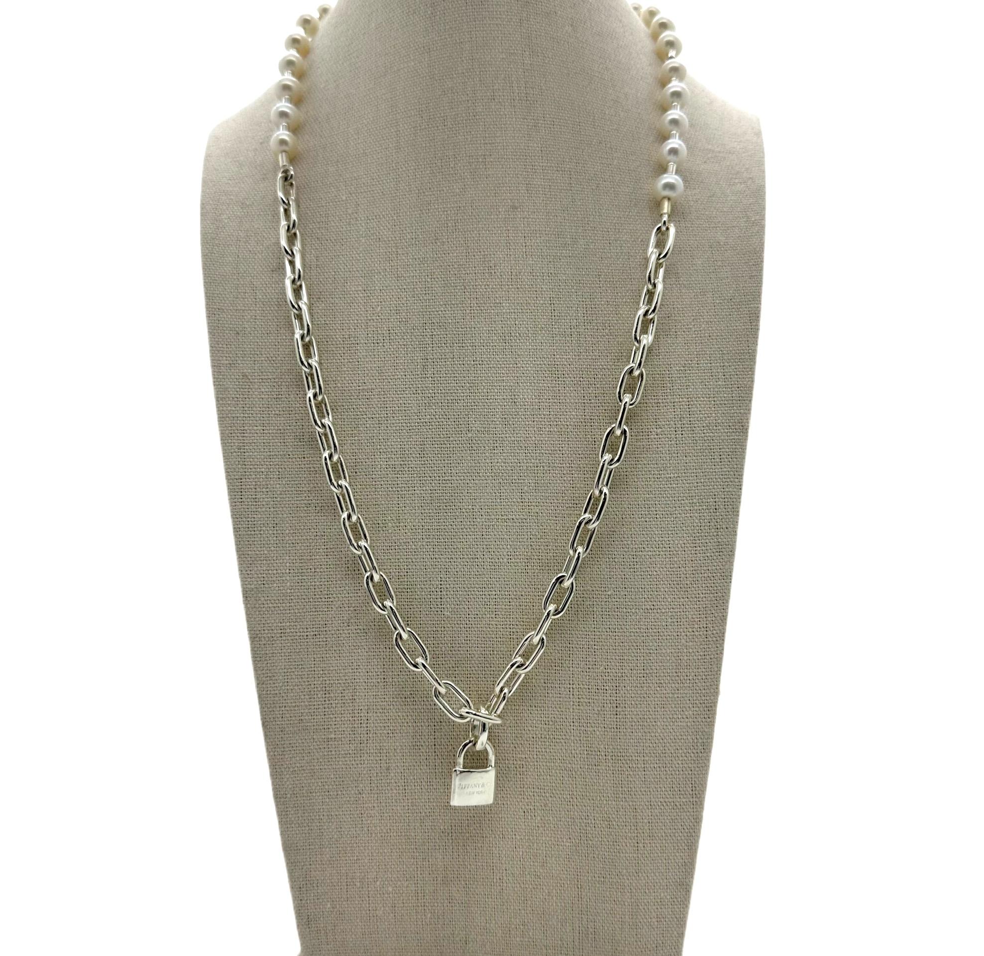 Tiffany & Co. HardWear Pearl Lock Wrap Bracelet in Silver Size Medium In Excellent Condition In San Diego, CA