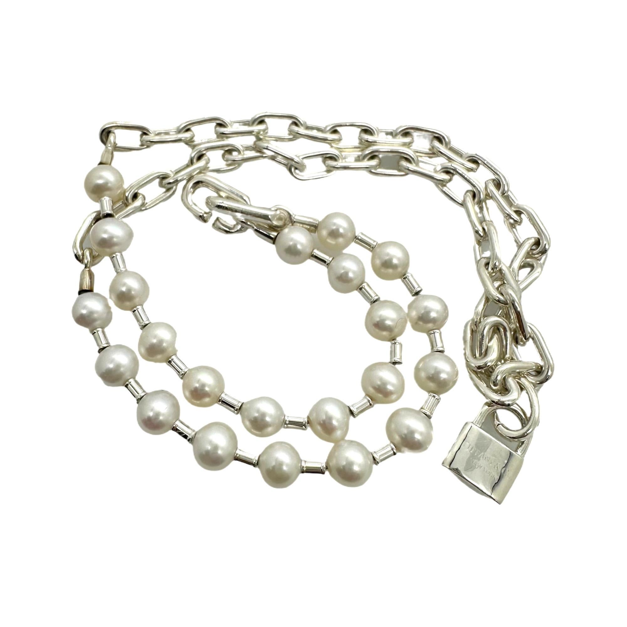 Women's or Men's Tiffany & Co. HardWear Pearl Lock Wrap Bracelet in Silver Size Medium