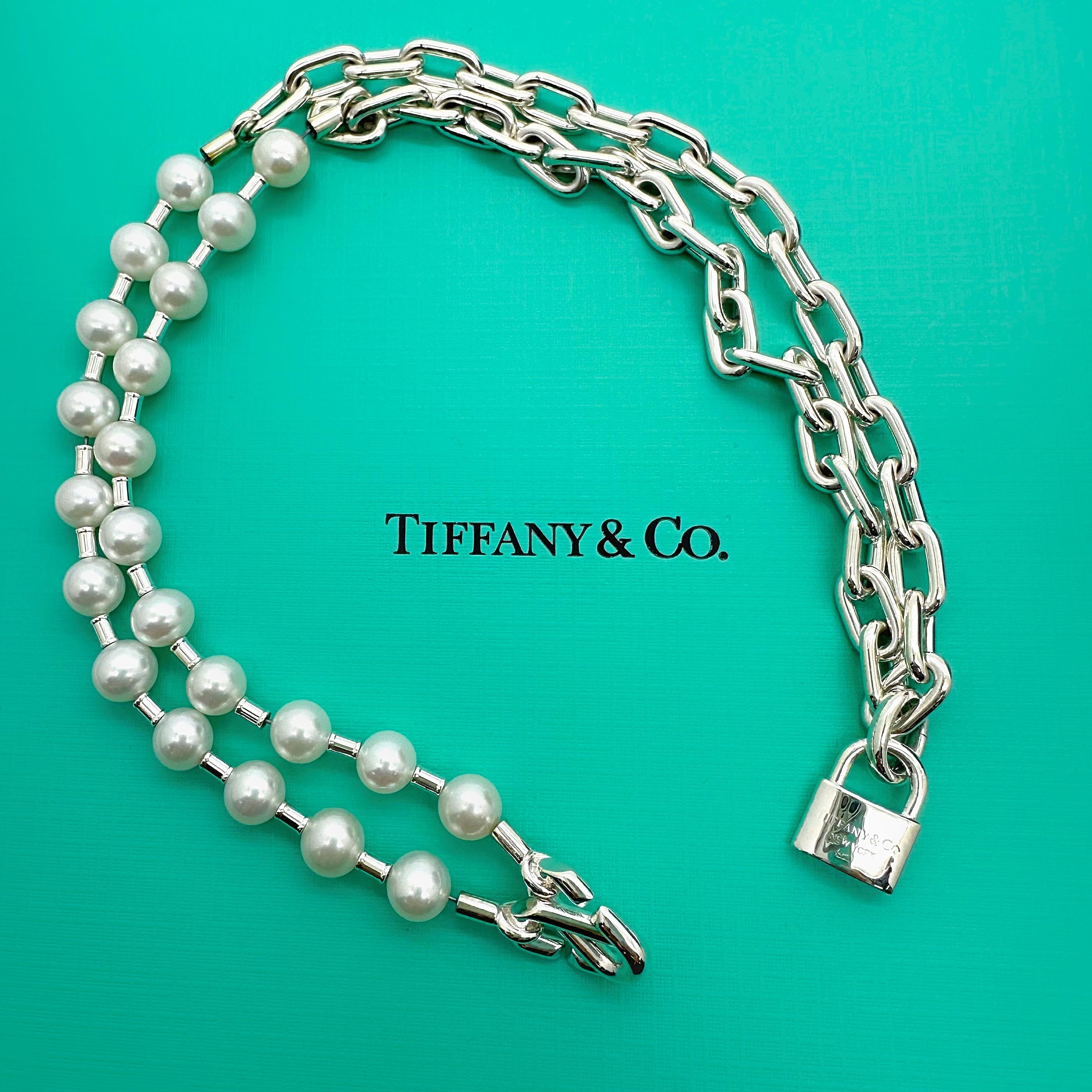 Tiffany & Co. HardWear Pearl Lock Wrap Bracelet in Silver Size Medium 1