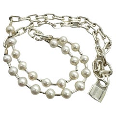 Tiffany & Co. HardWear Pearl Lock Wrap Bracelet in Silver Size Medium