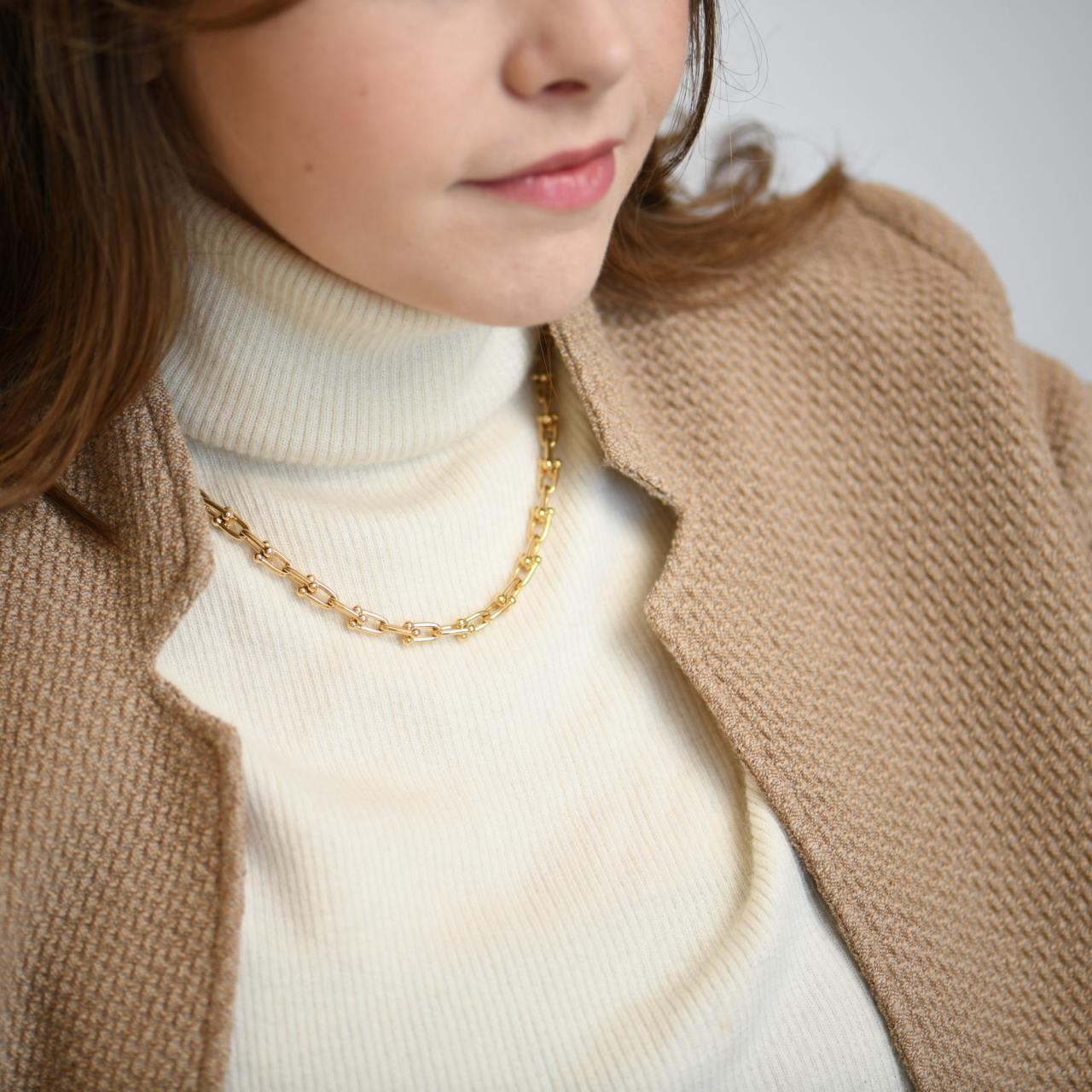 Tiffany & Co. HardWear Small Link 18k Yellow Gold Necklace In Excellent Condition For Sale In Banbury, GB