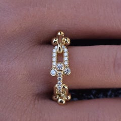 Tiffany & Co. Hardwear Small Link Diamond Ring Band 18k Yellow 7000 US Seller