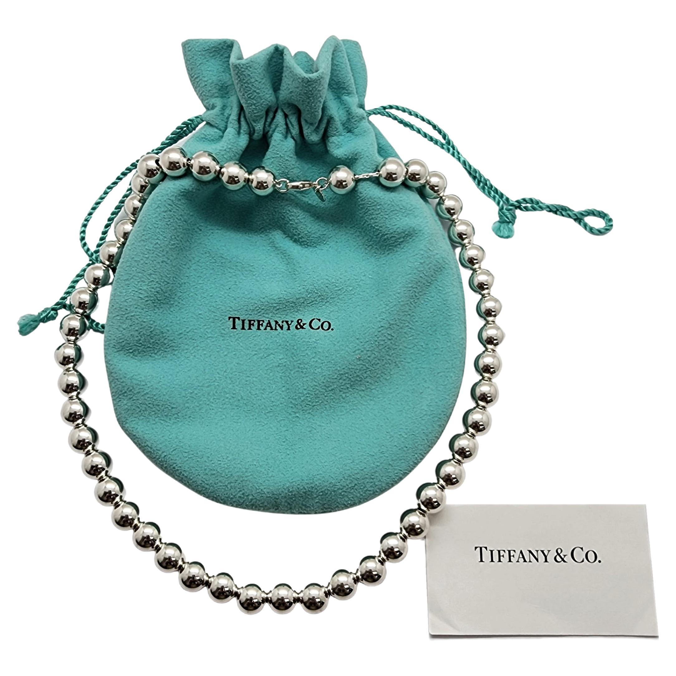 Tiffany & Co. Hardwear Sterling Silver Ball Necklace with Pouch