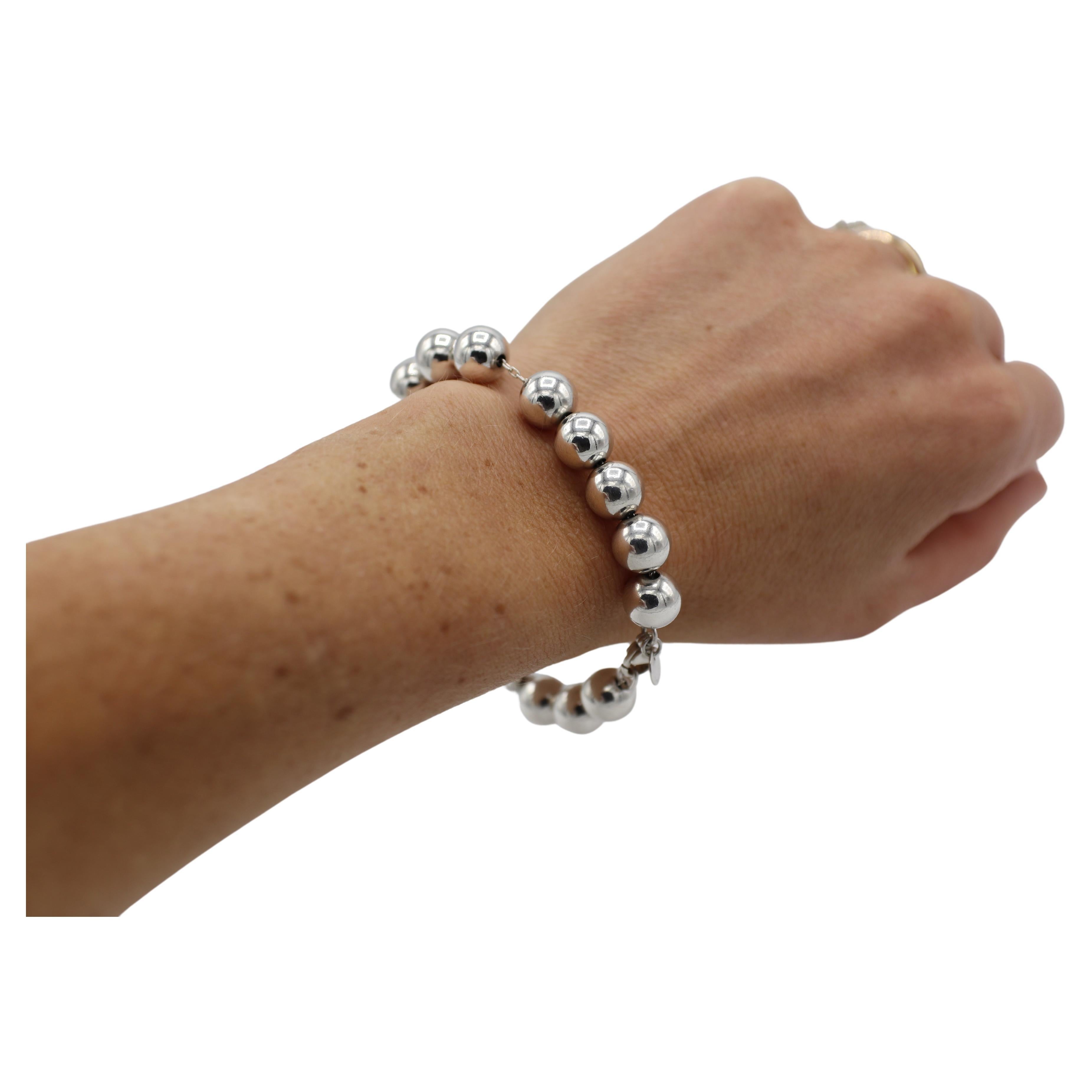 Tiffany & Co. HardWear Sterling Silver Ball Bead Bracelet 
Metal: Sterling silver
Weight: 18.91 grams
Width: 10mm
Length:  7 inches
Retail: $525 USD