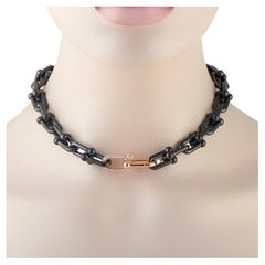 Tiffany & Co. HardWear Titanium & 18K Rose Gold 1.60ct Diamond Link Necklace
