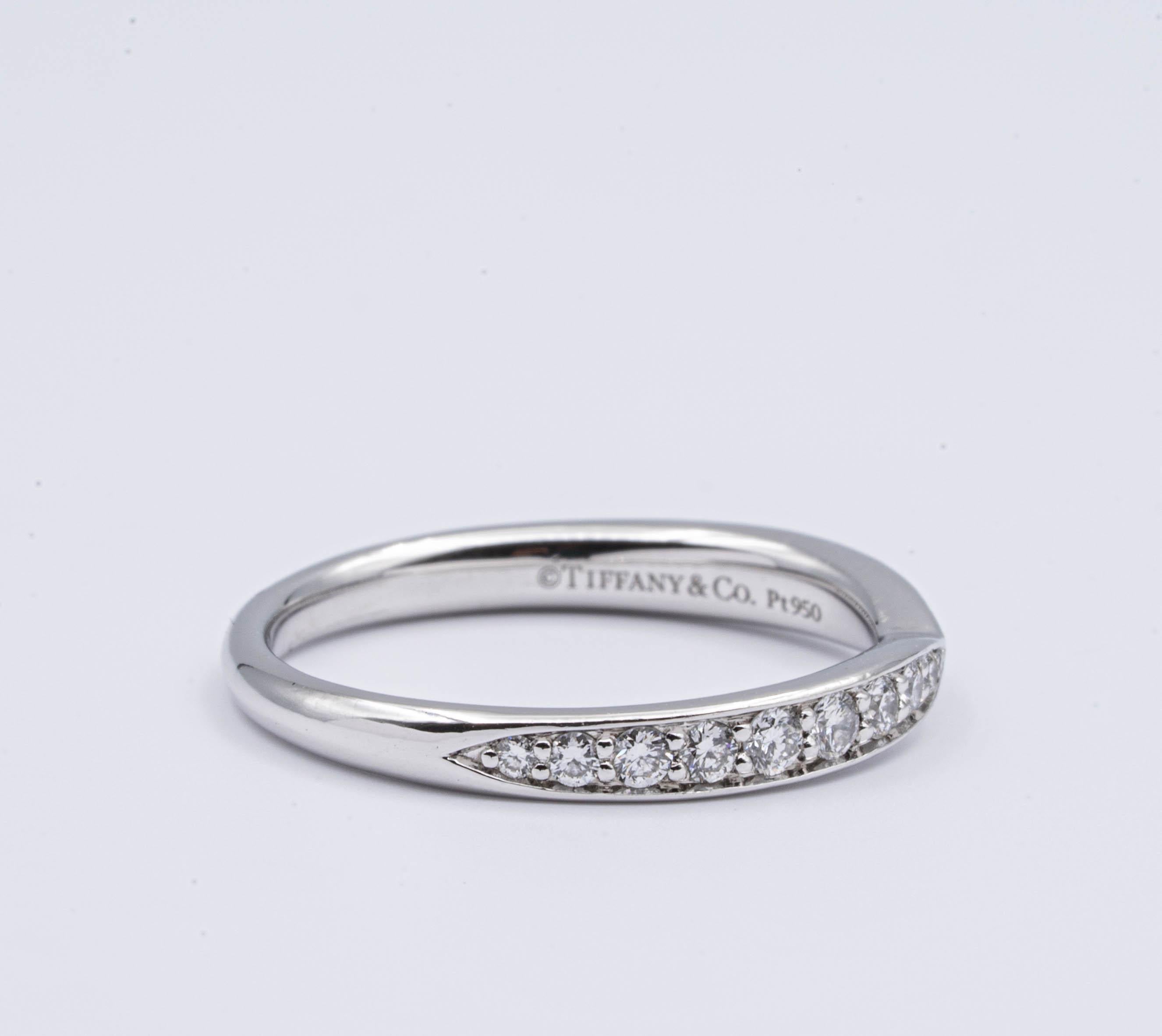 Modern Tiffany & Co. Platinum Harmony Diamond Band Ring  0.23 Carats Total