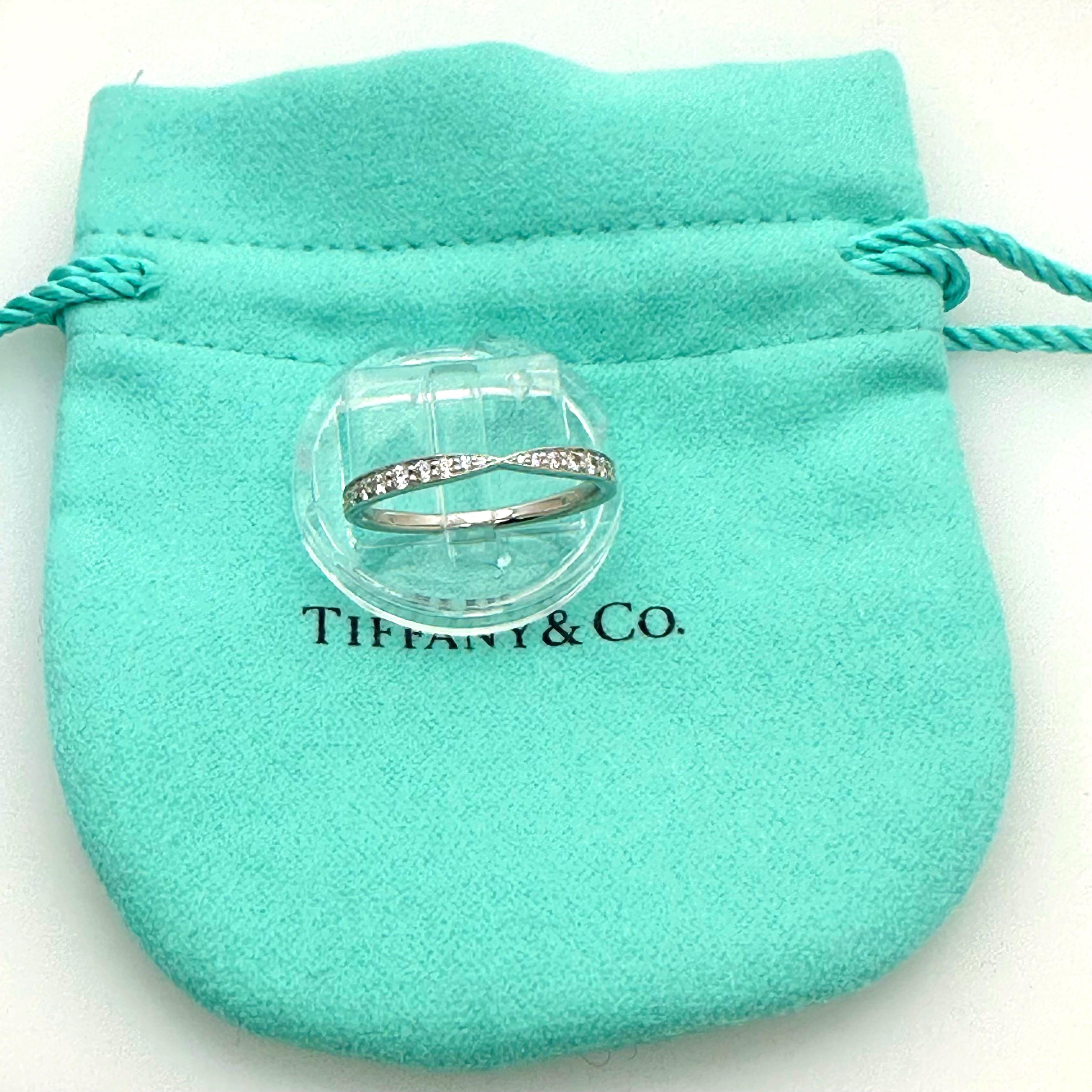 Round Cut Tiffany & Co. HARMONY Band Ring with Diamonds Platinum For Sale