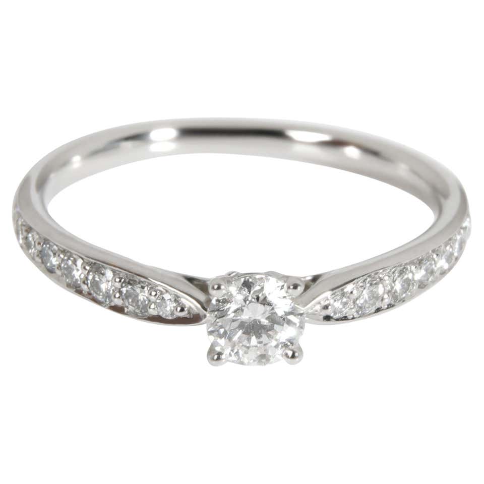 Tiffany and Co Platinum Diamond Engament Ring .41carat G-VS2. at 1stDibs