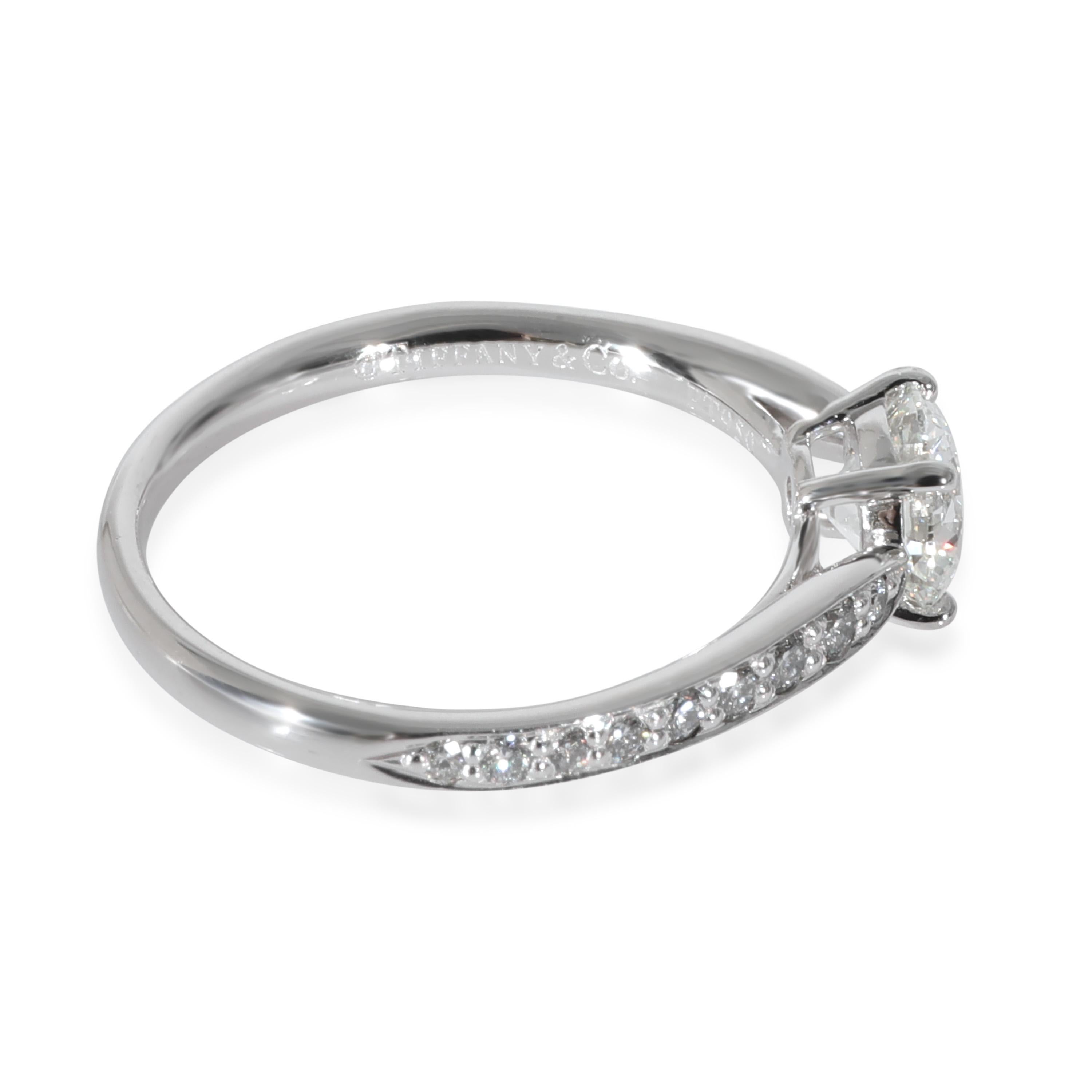 Round Cut Tiffany & Co. Harmony Diamond Engagement Ring in Platinum G VS1 0.77 Carat