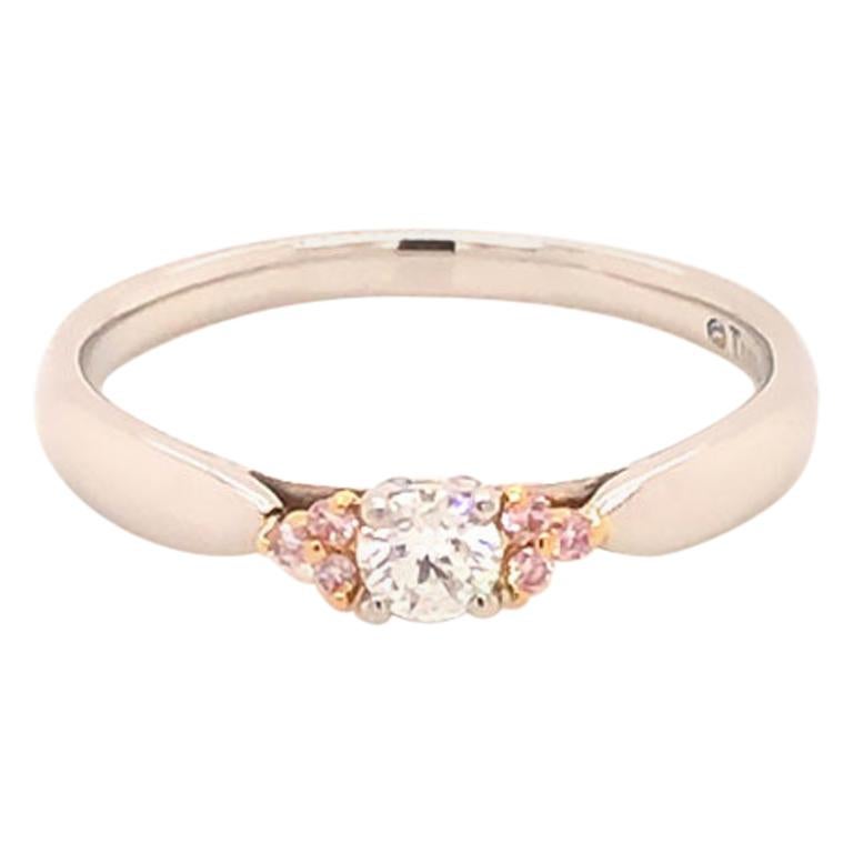 Tiffany & Co. Harmony Diamond, Fancy Pink Diamond Side Stone Platinum Ring