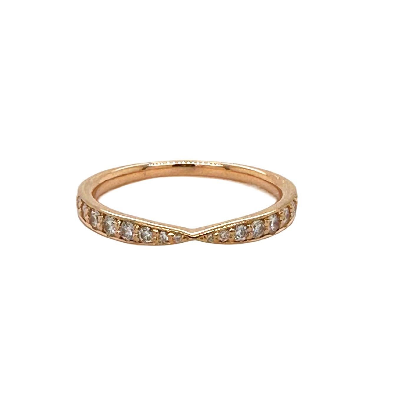 Tiffany & Co. Harmony Diamond Band Ring
Style:  Band
Ref. number:  60004597
Metal:  18kt Rose Gold
Size:  6
Width:  1.8 MM
TCW:  0.23 tcw
Main Diamond:  20 Round Brilliant Diamonds
Color & Clarity:  G, VS
Hallmark:  ©TIFFANY&CO. AU750
Includes:  T&C