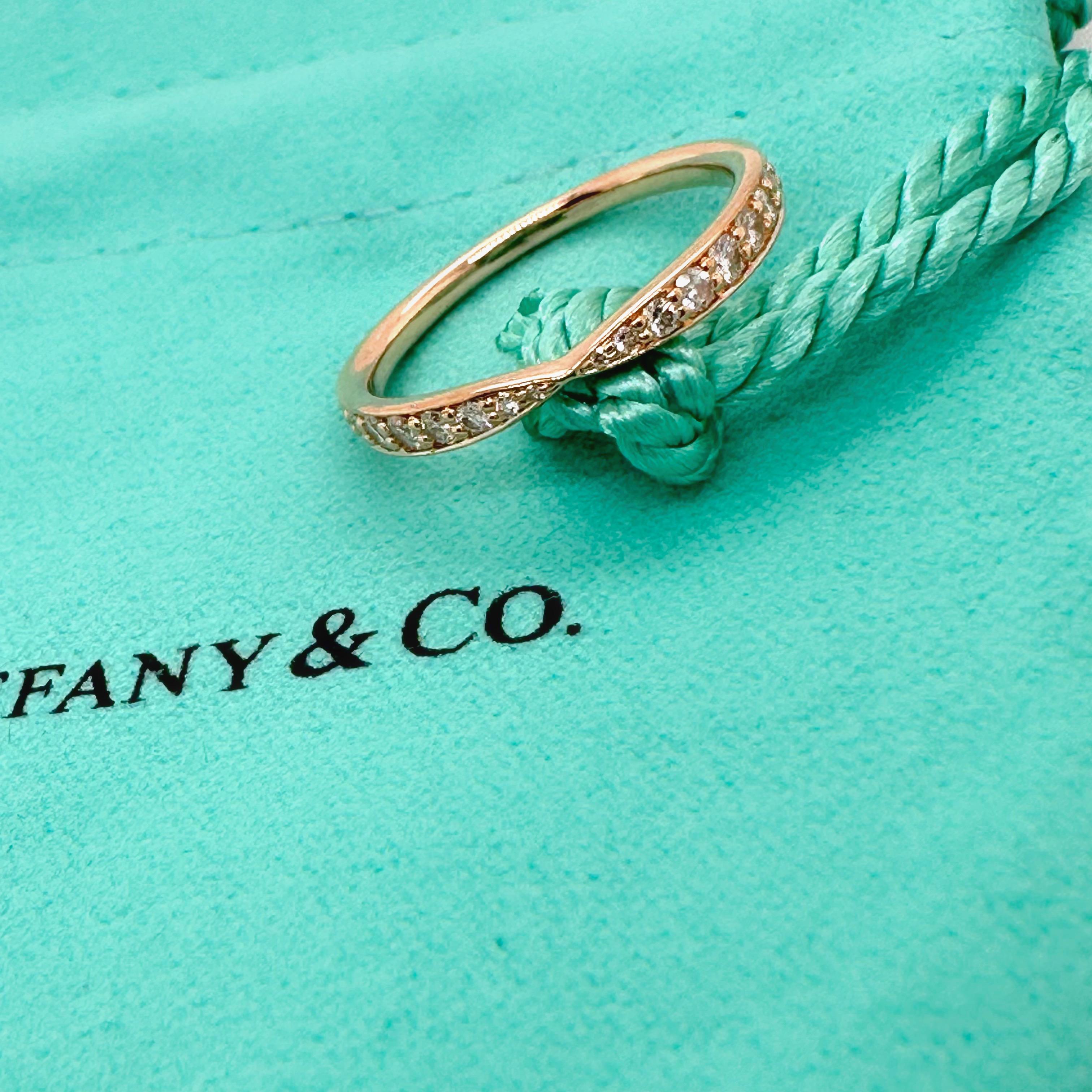 Round Cut Tiffany & Co. Harmony Diamond Rose Gold Band Ring For Sale