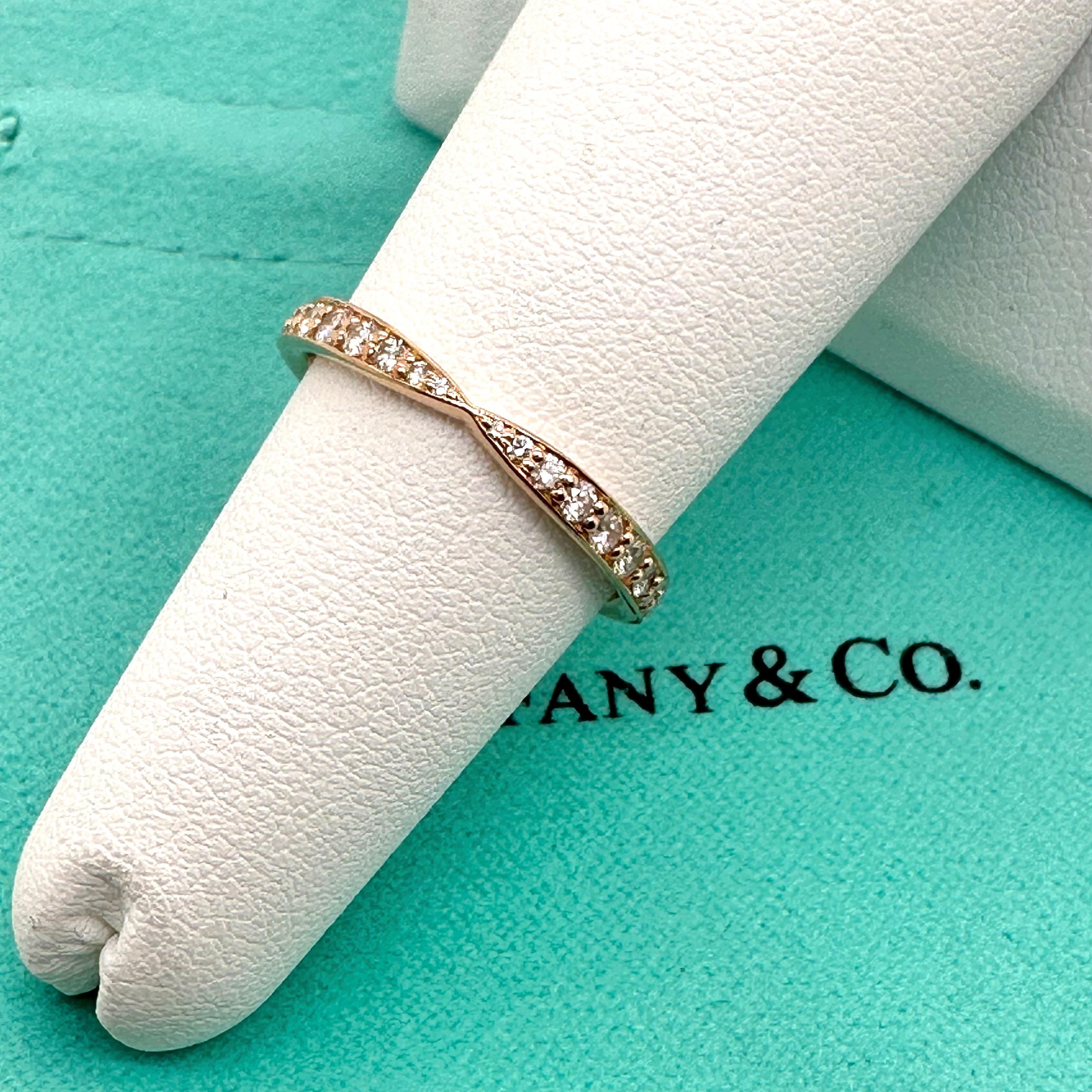 Tiffany & Co. Harmony Diamond Rose Gold Band Ring In Excellent Condition For Sale In San Diego, CA