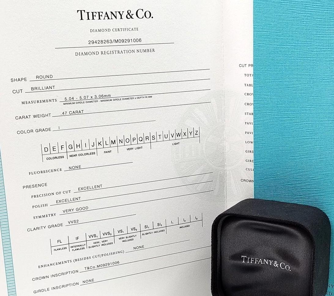 TIFFANY & Co. Harmony Platinum .47ct Diamond Engagement Ring 4 with Certificate 3