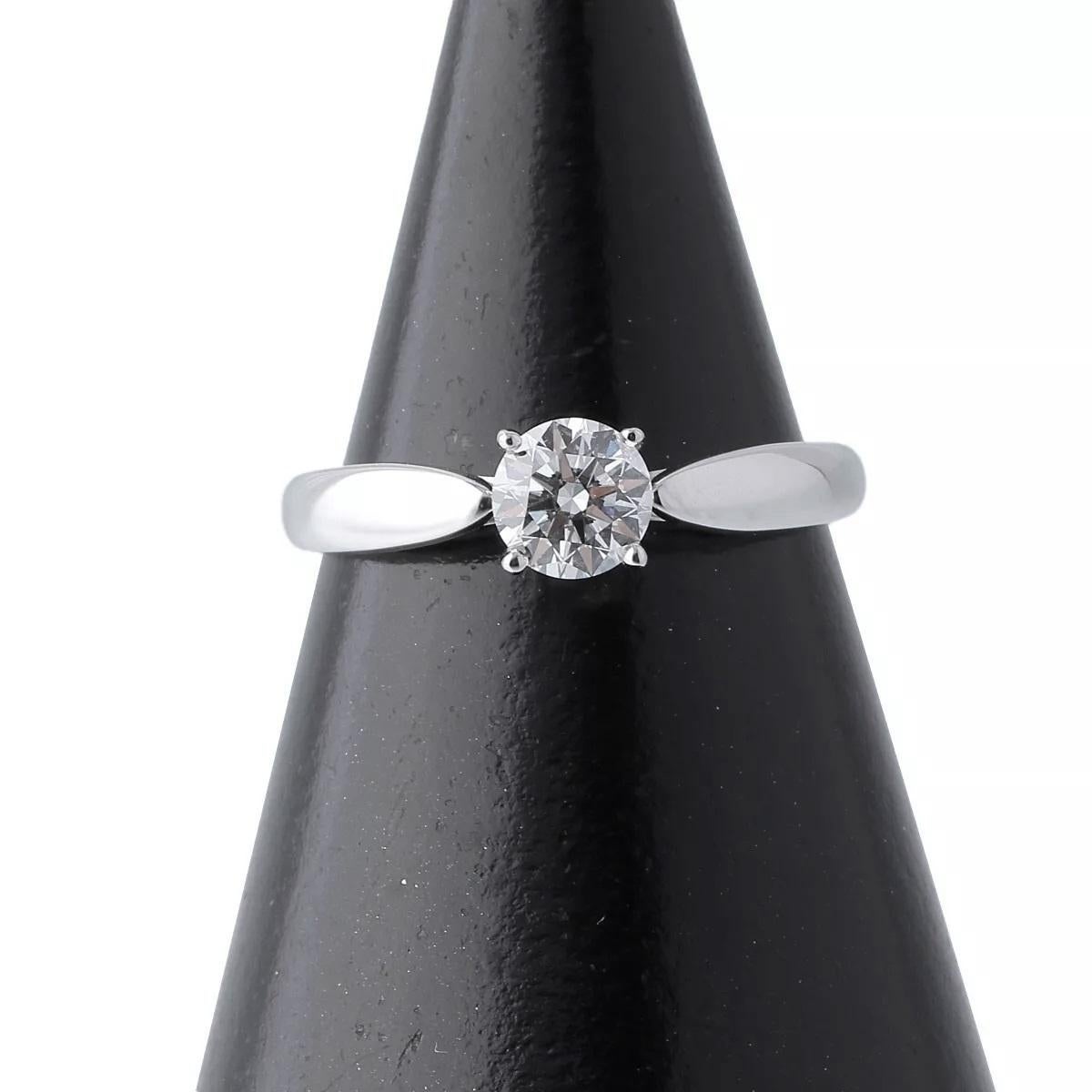 TIFFANY & Co. Harmony Platinum .53ct Diamond Engagement Ring 5 In Excellent Condition For Sale In Los Angeles, CA