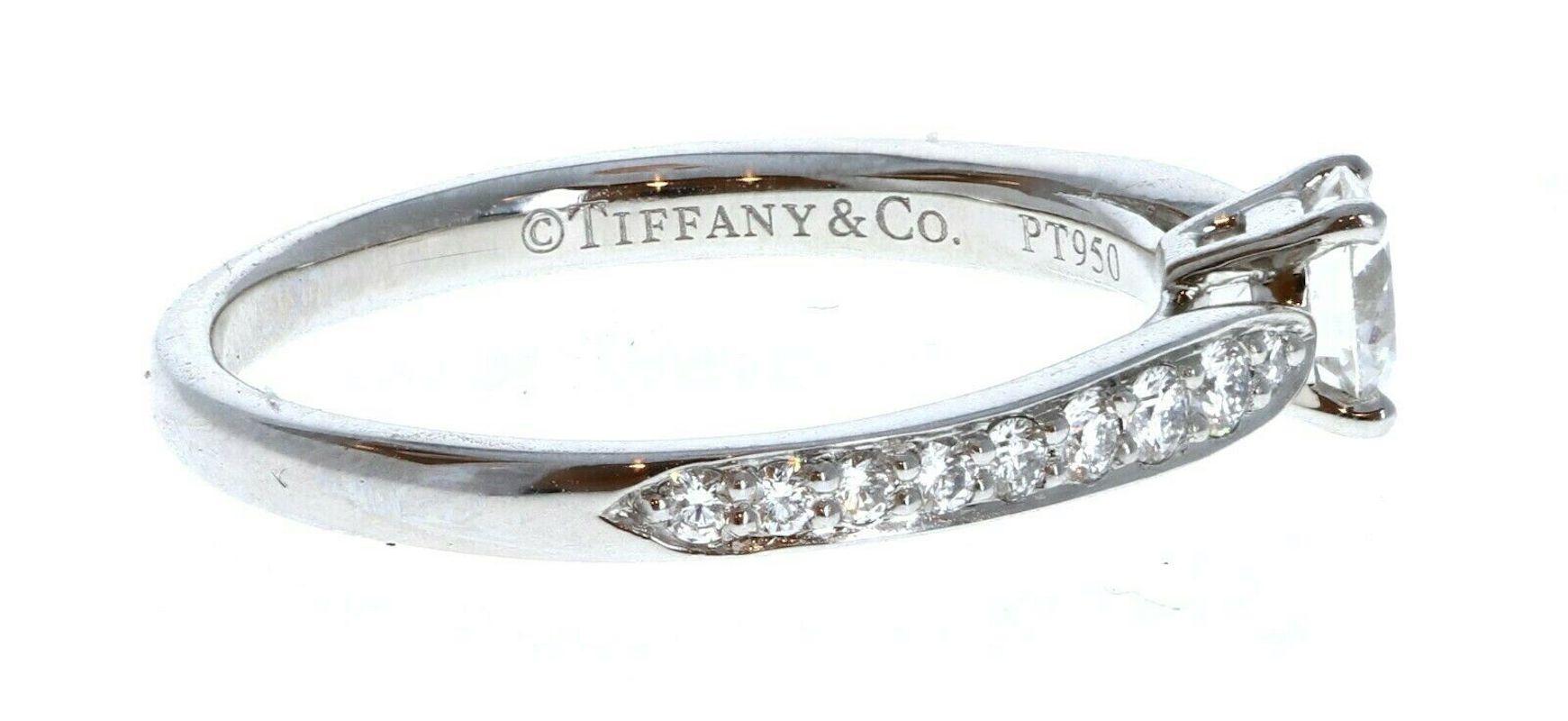 Round Cut Tiffany & Co. Harmony Platinum & Diamond Engagement Ring 0.33ctw F VVS2 For Sale