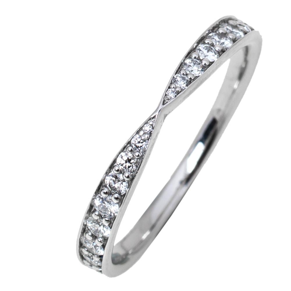 Contemporary Tiffany & Co. Harmony Platinum Diamond Ring Size 55