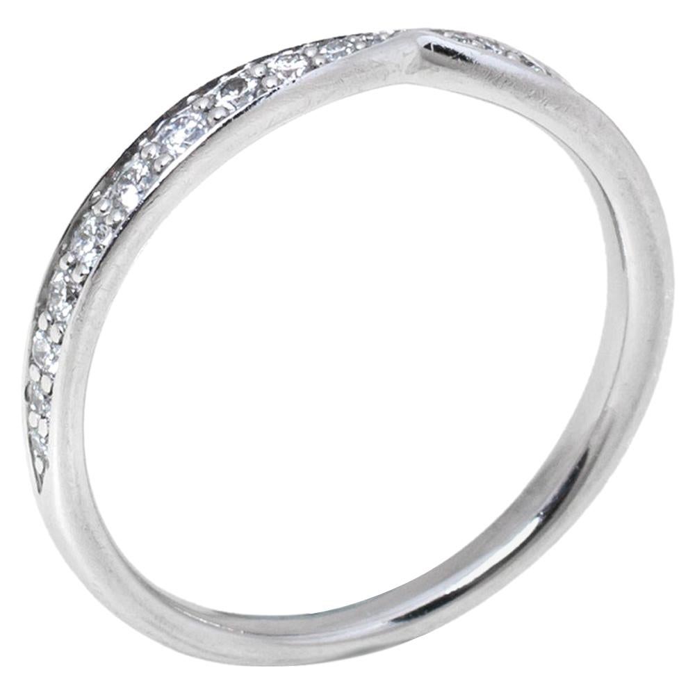 Tiffany & Co. Harmony Platinum Diamond Ring Size 55