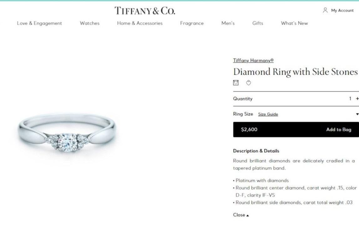 TIFFANY & Co. Harmony Platinum Diamond Ring with Side Stones 5.5 For Sale 3
