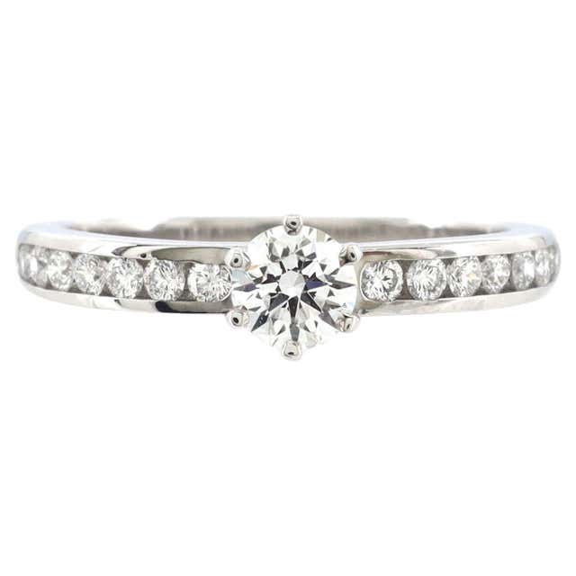 Tiffany and Co. Ribbon Engagement Ring Platinum with RBC Diamond 0.49 ...