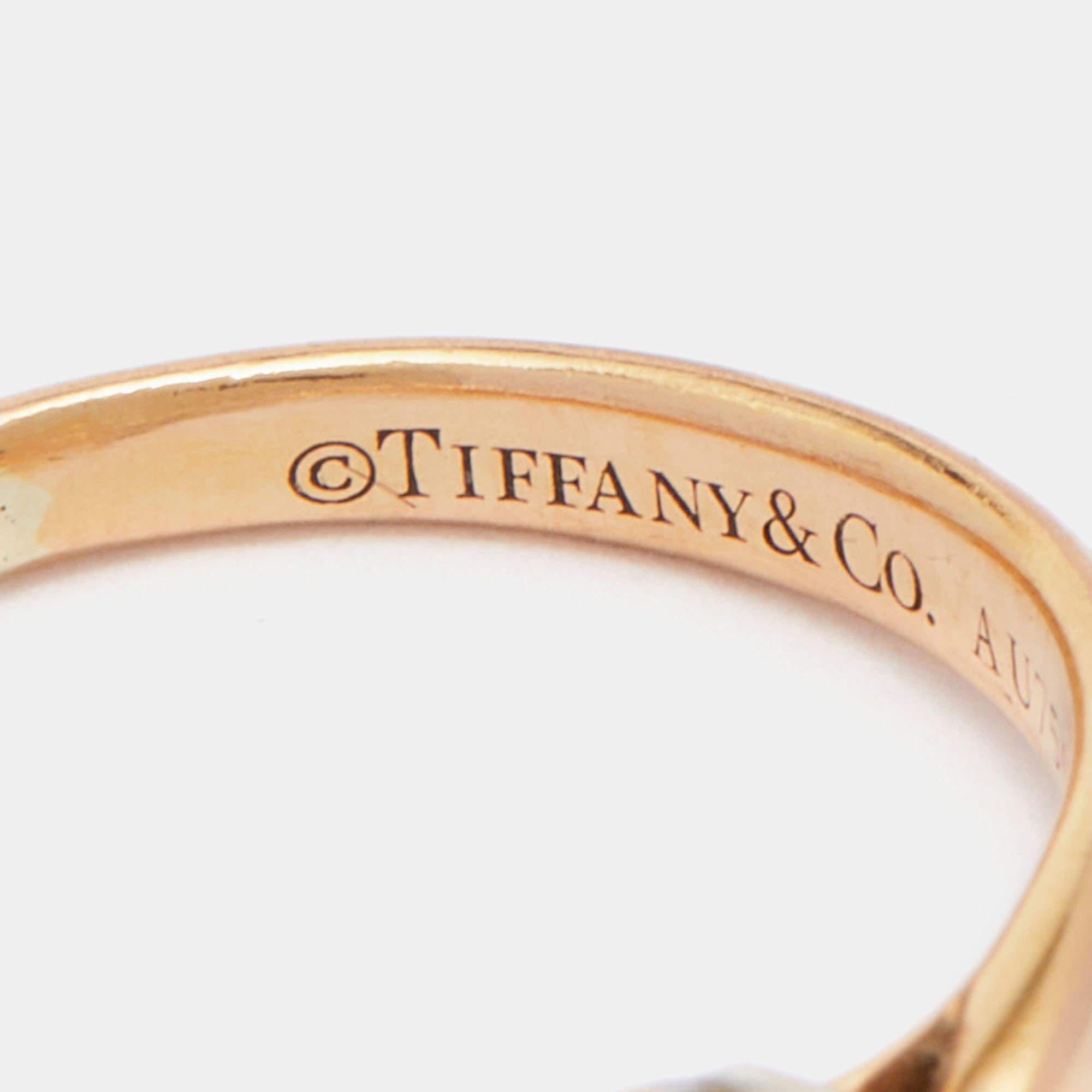 Tiffany & Co. Harmony Solitaire Diamond 0.50 ct 18k Rose Gold Platinum Size 45 2
