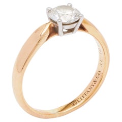 Tiffany & Co. Harmony Solitaire Diamond 0.50 ct 18k Rose Gold Platinum Size 45