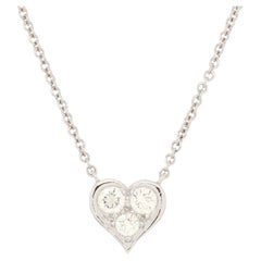 Tiffany & Co. Heart 3 Diamond Pendant Necklace Platinum with Diamonds
