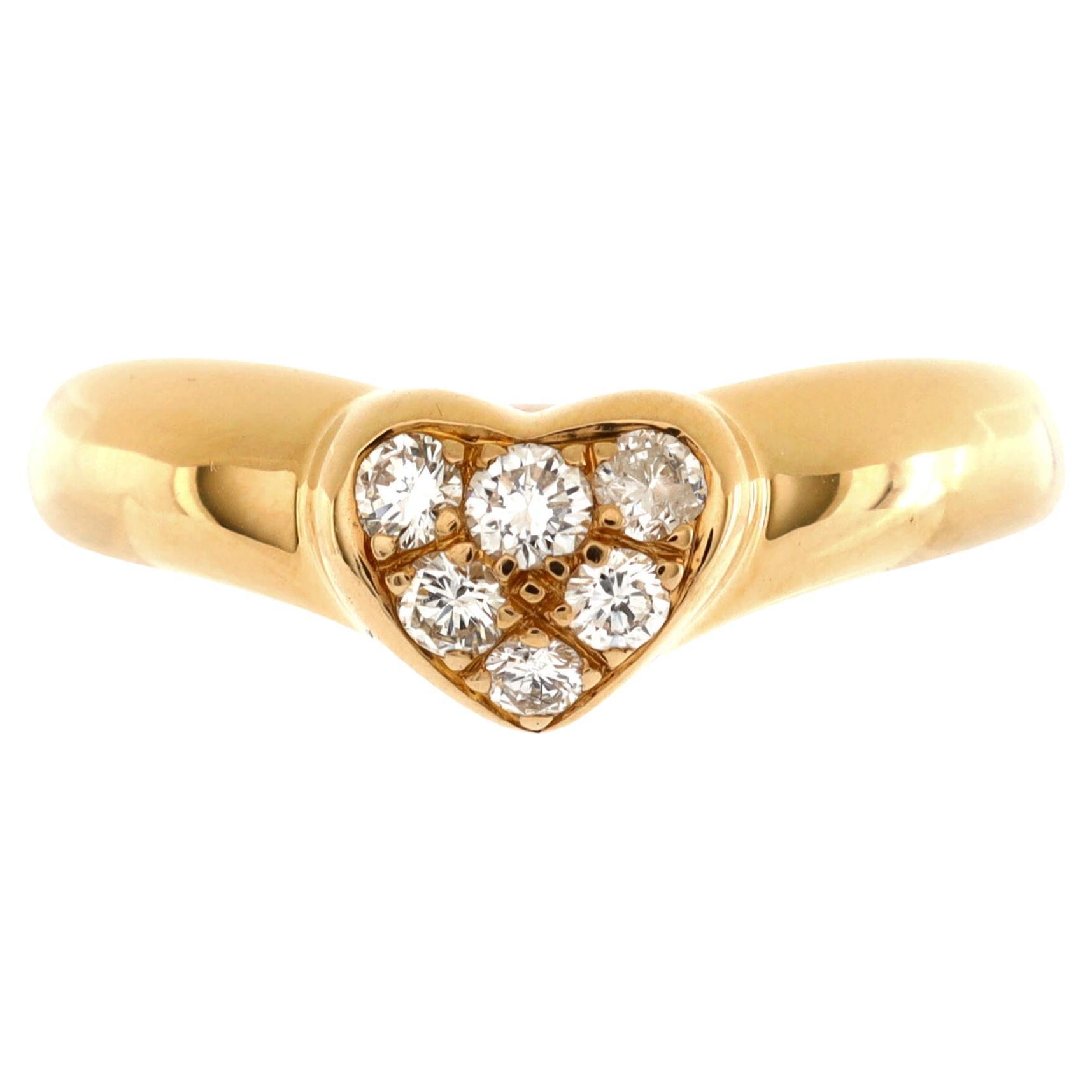 Tiffany and Co. diamond Gold Open Heart motif Band ring at 1stDibs ...